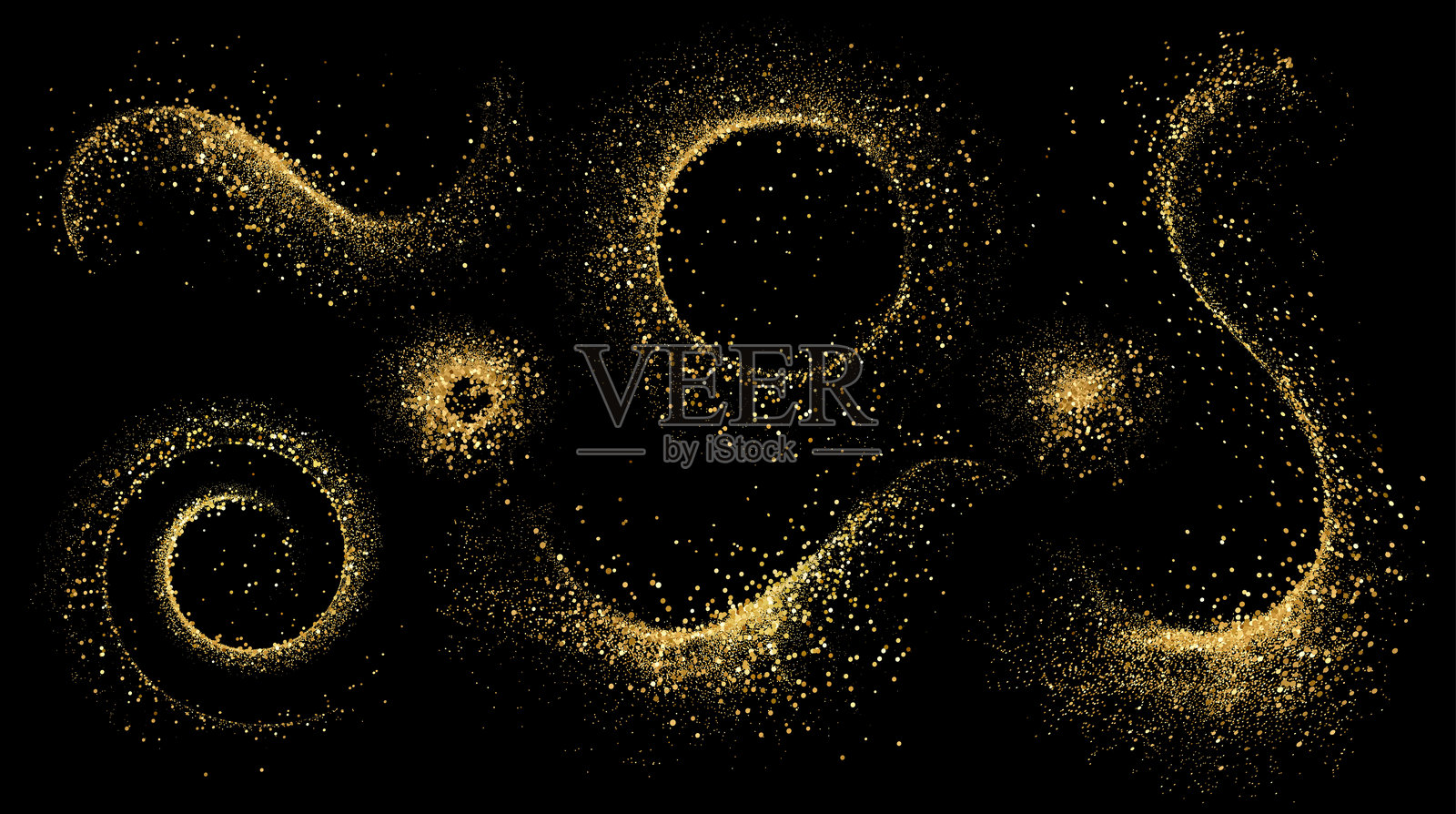 抽象闪亮的金色闪光设计元素。用于新年和圣诞快乐贺卡设计插画图片素材