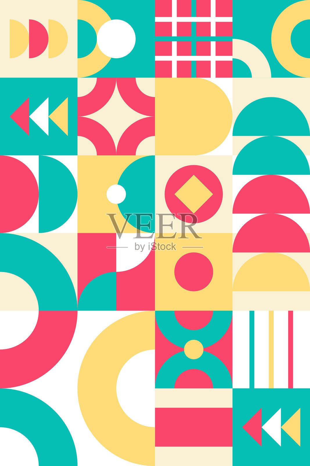 色彩丰富的模块化几何包豪斯设计插画图片素材