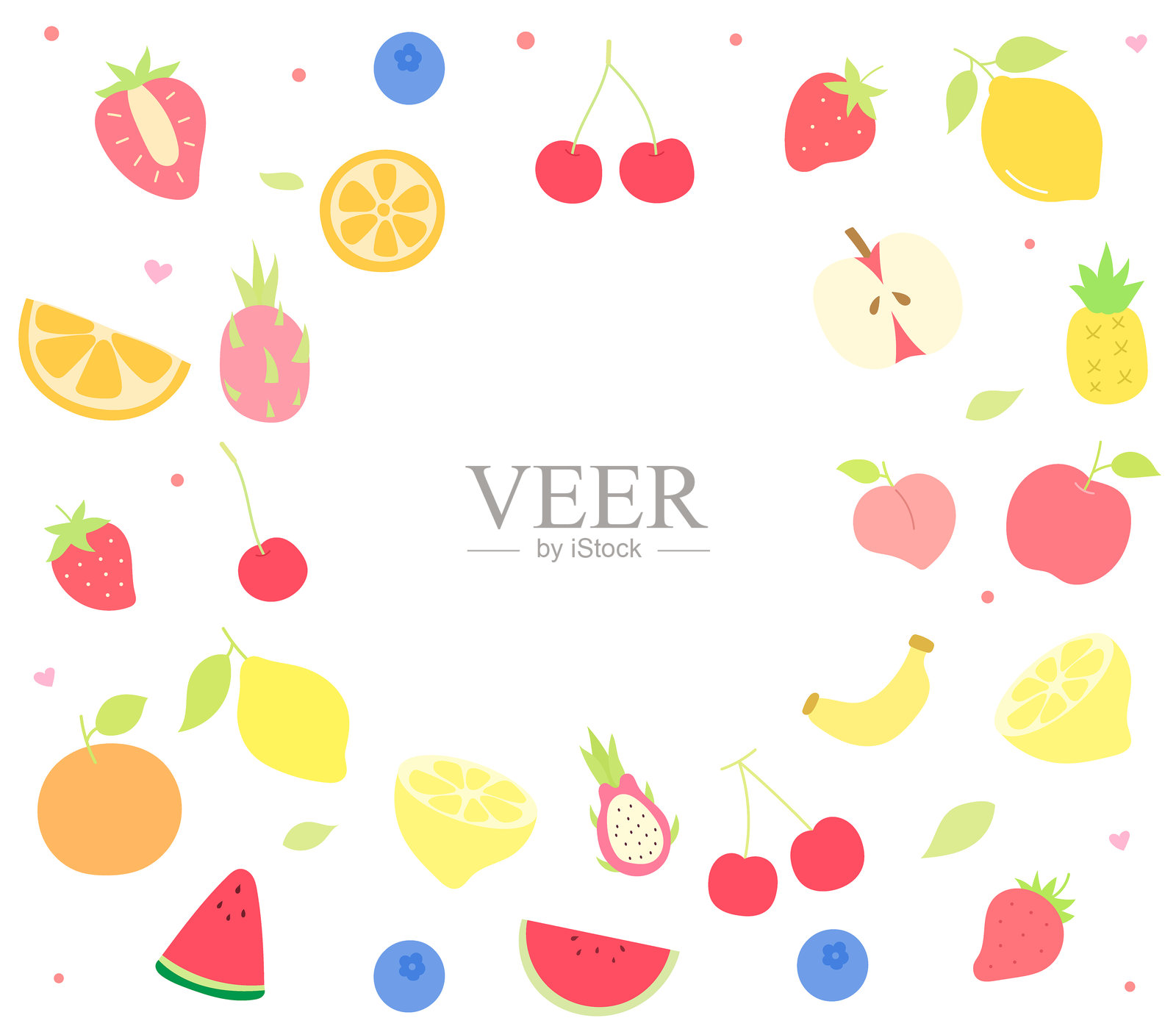 平面插图风格的水果集合插画图片素材