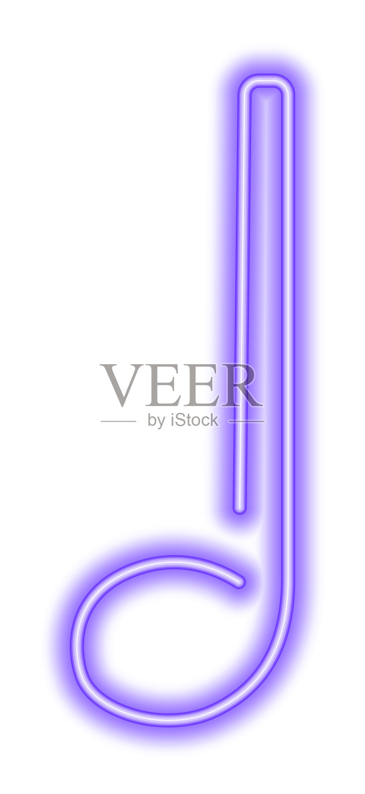 霓虹闪烁的紫色音符插画图片素材