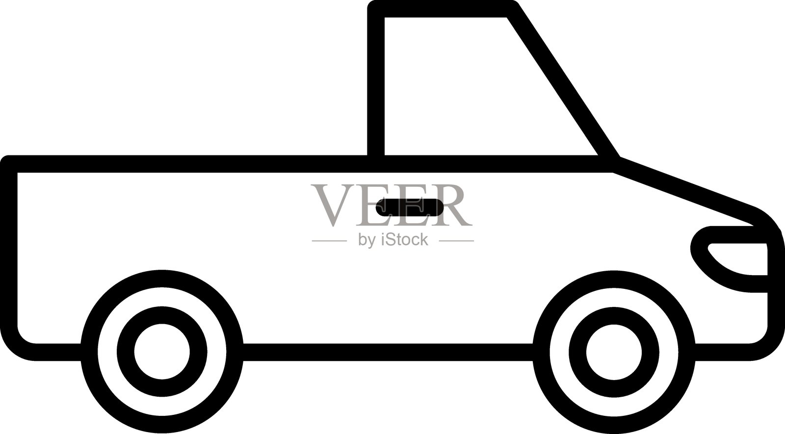 简单线条艺术风格的侧面视图皮卡车图标。插画图片素材