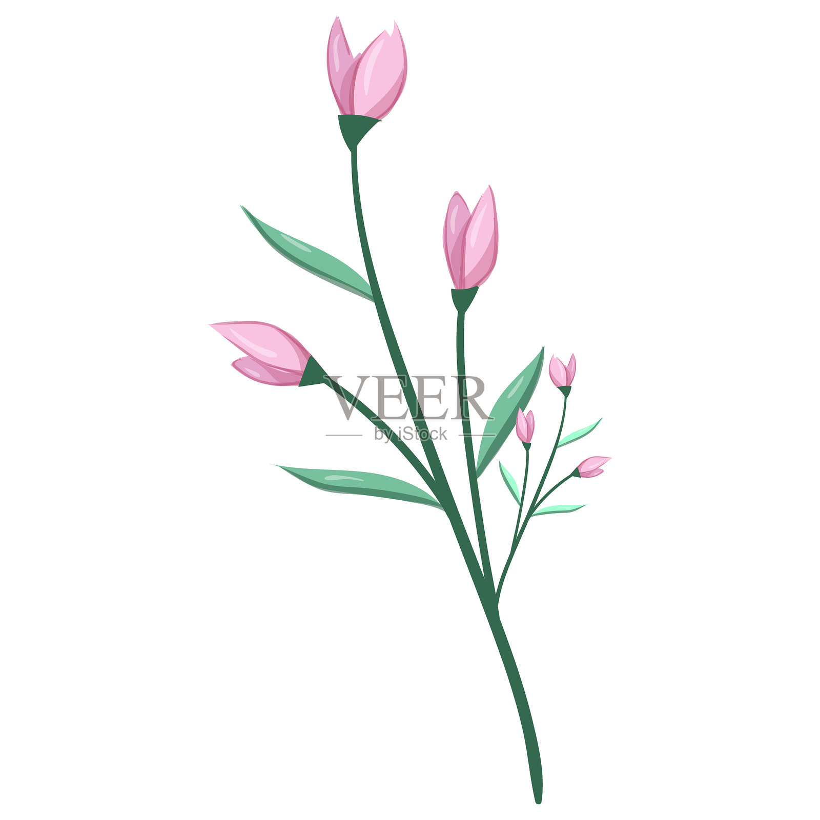 粉色花丛插画图片素材