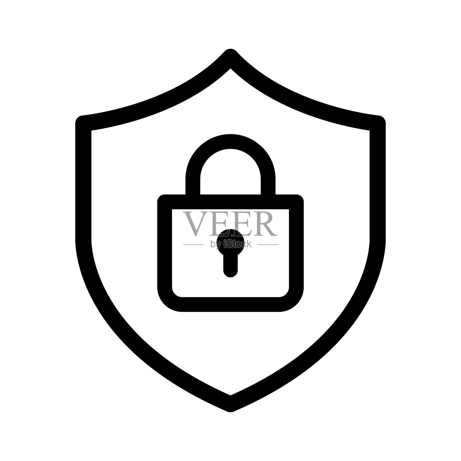 带有安全和隐私图标的盾牌插画图片素材