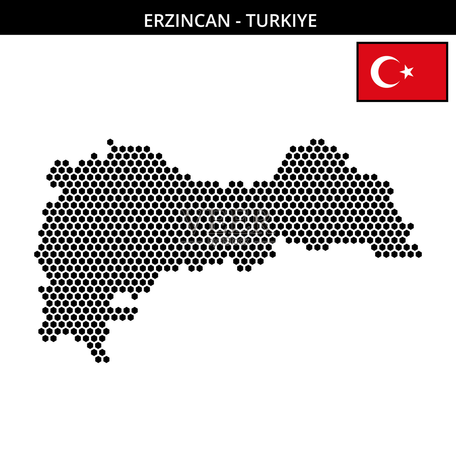土耳其埃尔津詹的中等六边形点状地图插画图片素材