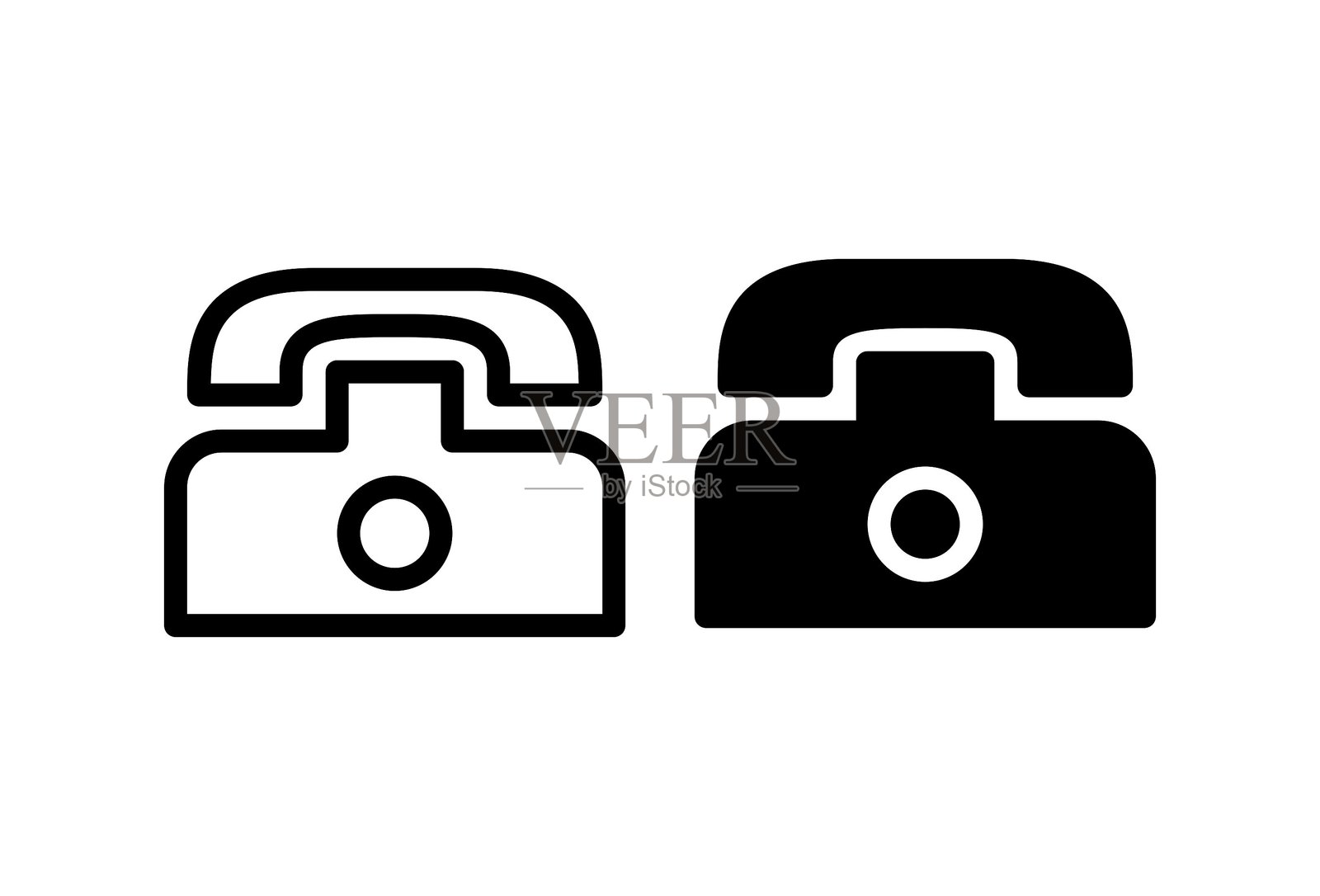 电话图标，线条和实心图标风格插画图片素材