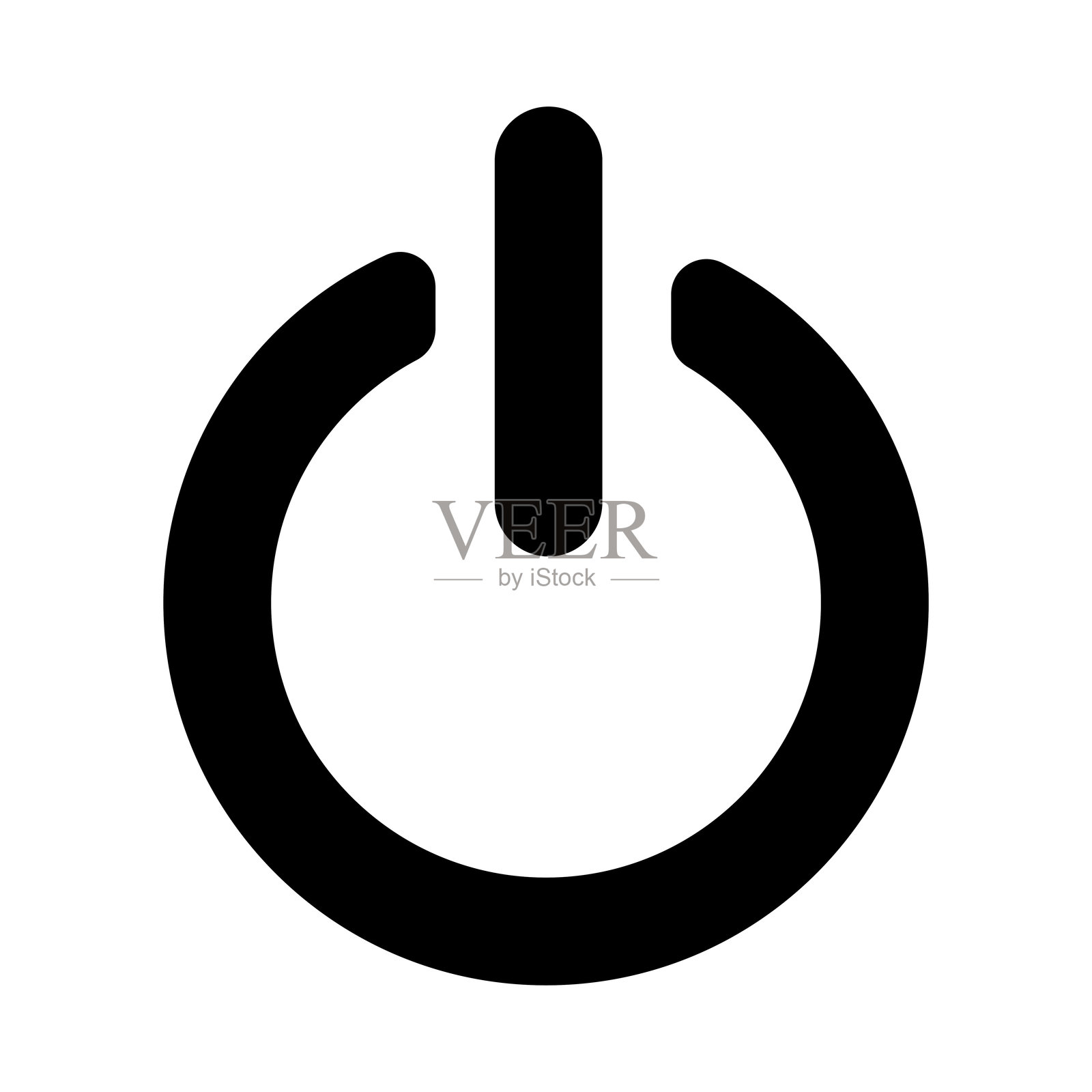 基本的黑色图形代表了普遍存在的电源符号。干净且易于识别的图标，用于表示开或关的功能、能源控制以及各种数字技术界面。插画图片素材