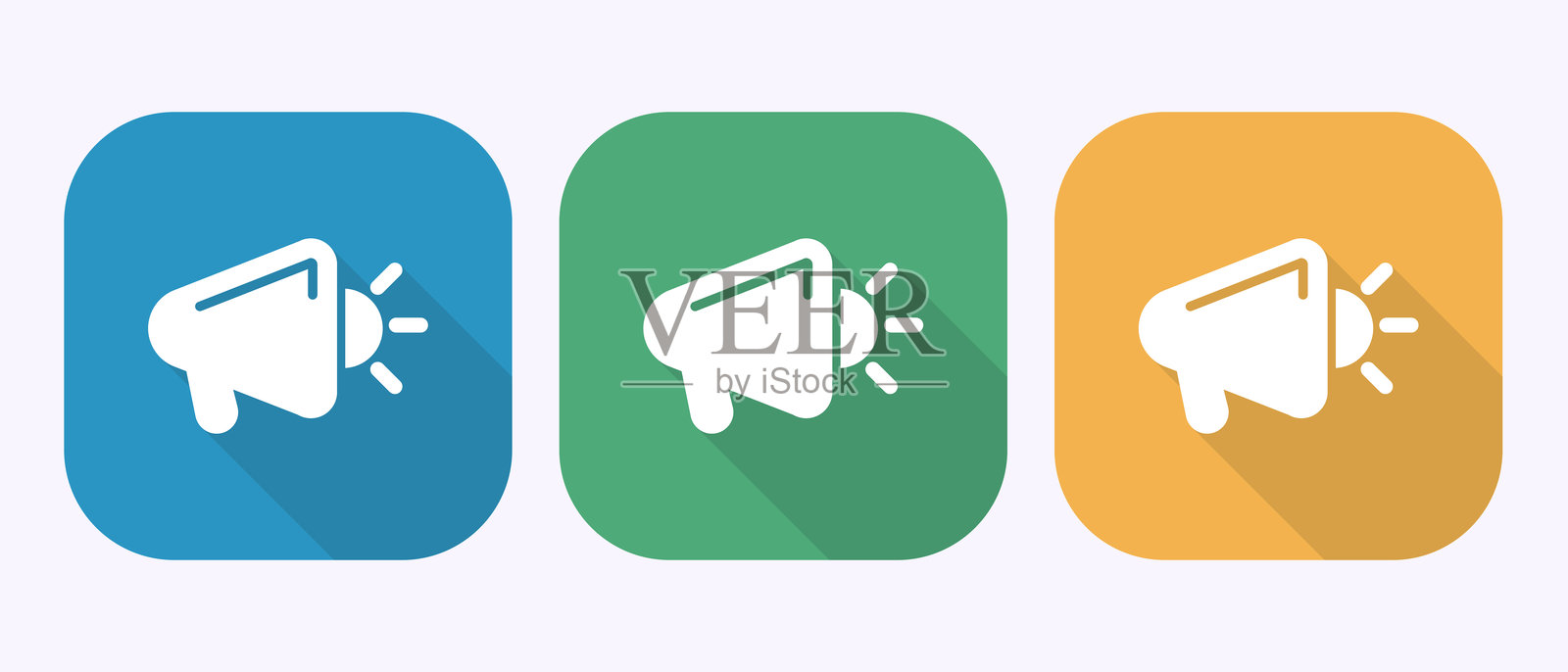 扩音器图标设计插图，扬声器图标，阴影按钮设计中的喊叫公告标志插画图片素材