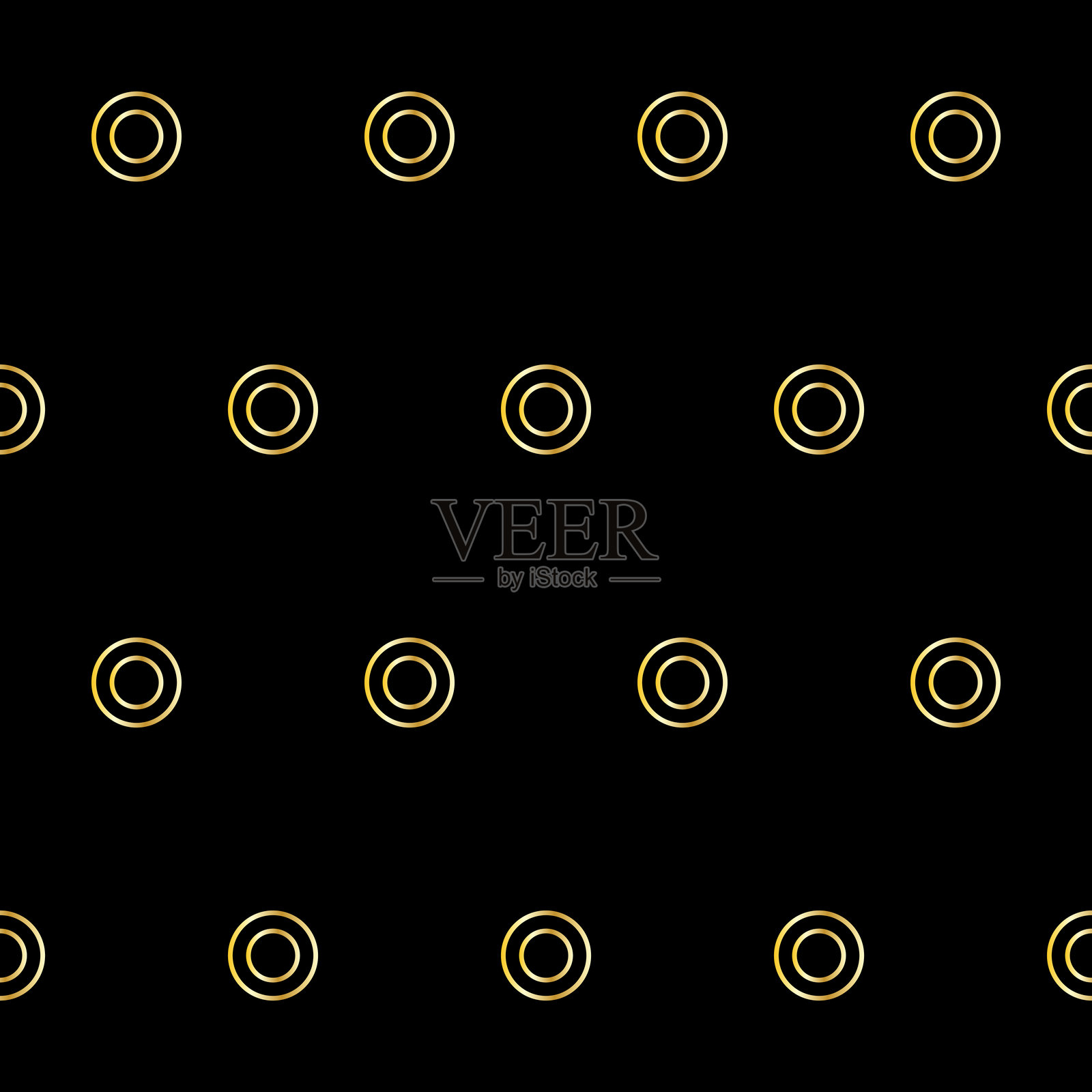 金色圆形无缝图案。复古金色渐变纺织纹理圆形几何形状。复古风格的面料装饰元素轮廓。金色框按钮形状符号。插画图片素材