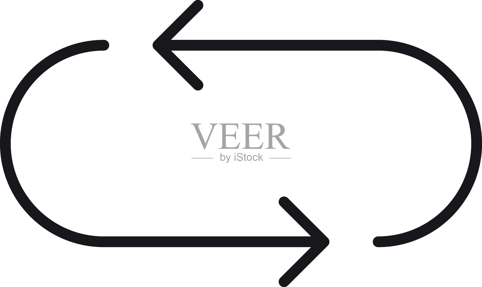 图标：象征回收和可持续发展的圆形箭头，采用细线风格。插画图片素材