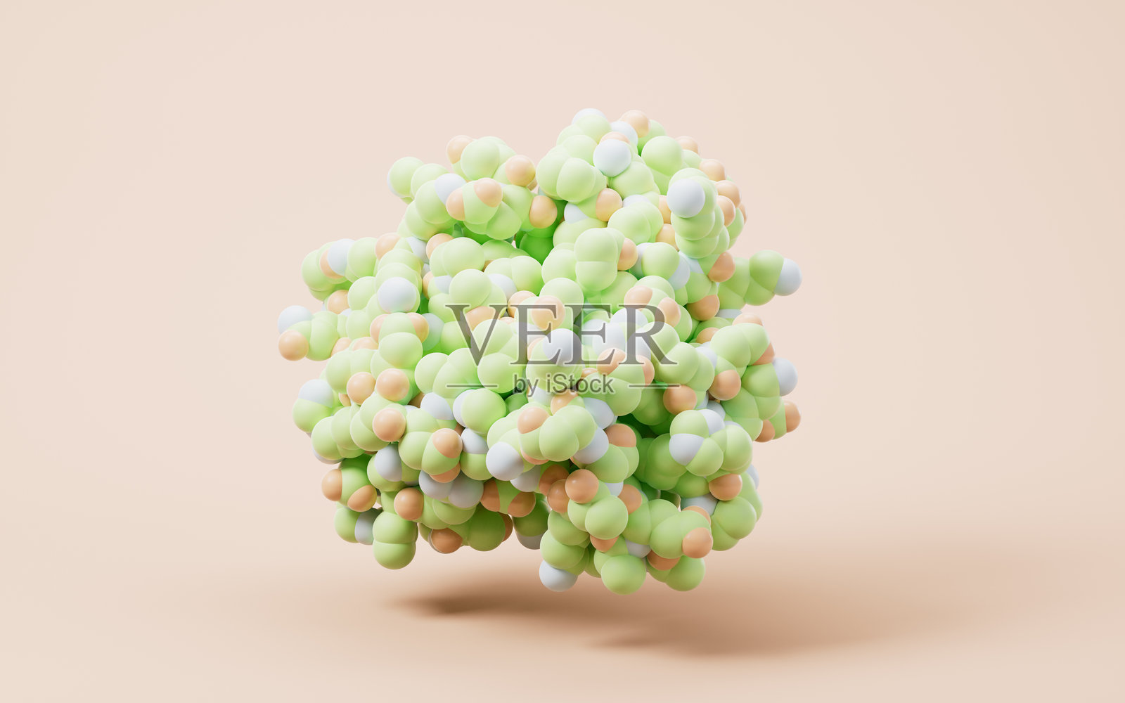 生物有机蛋白质结构，3D 渲染。照片摄影图片