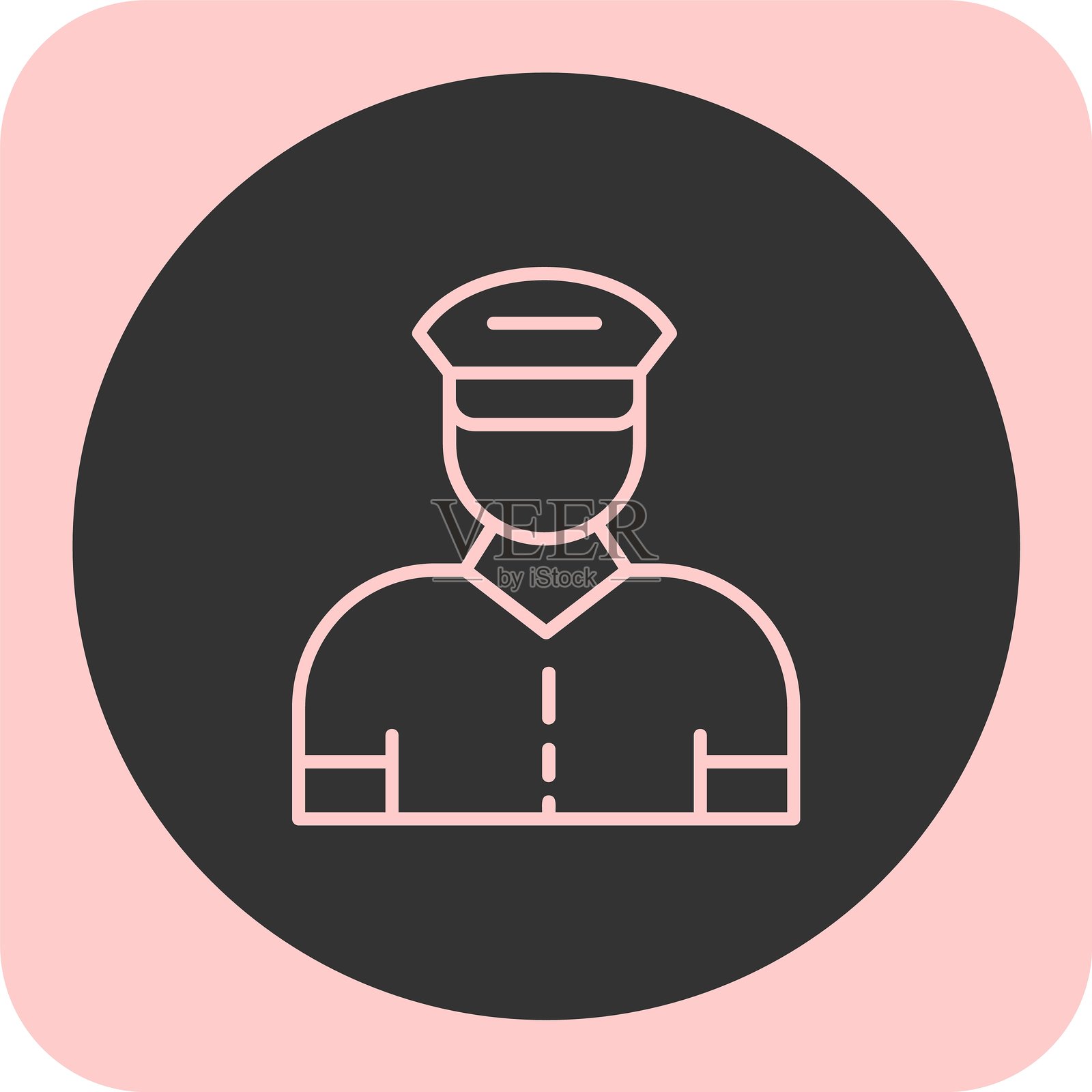 卡车司机线性圆形图标插画图片素材