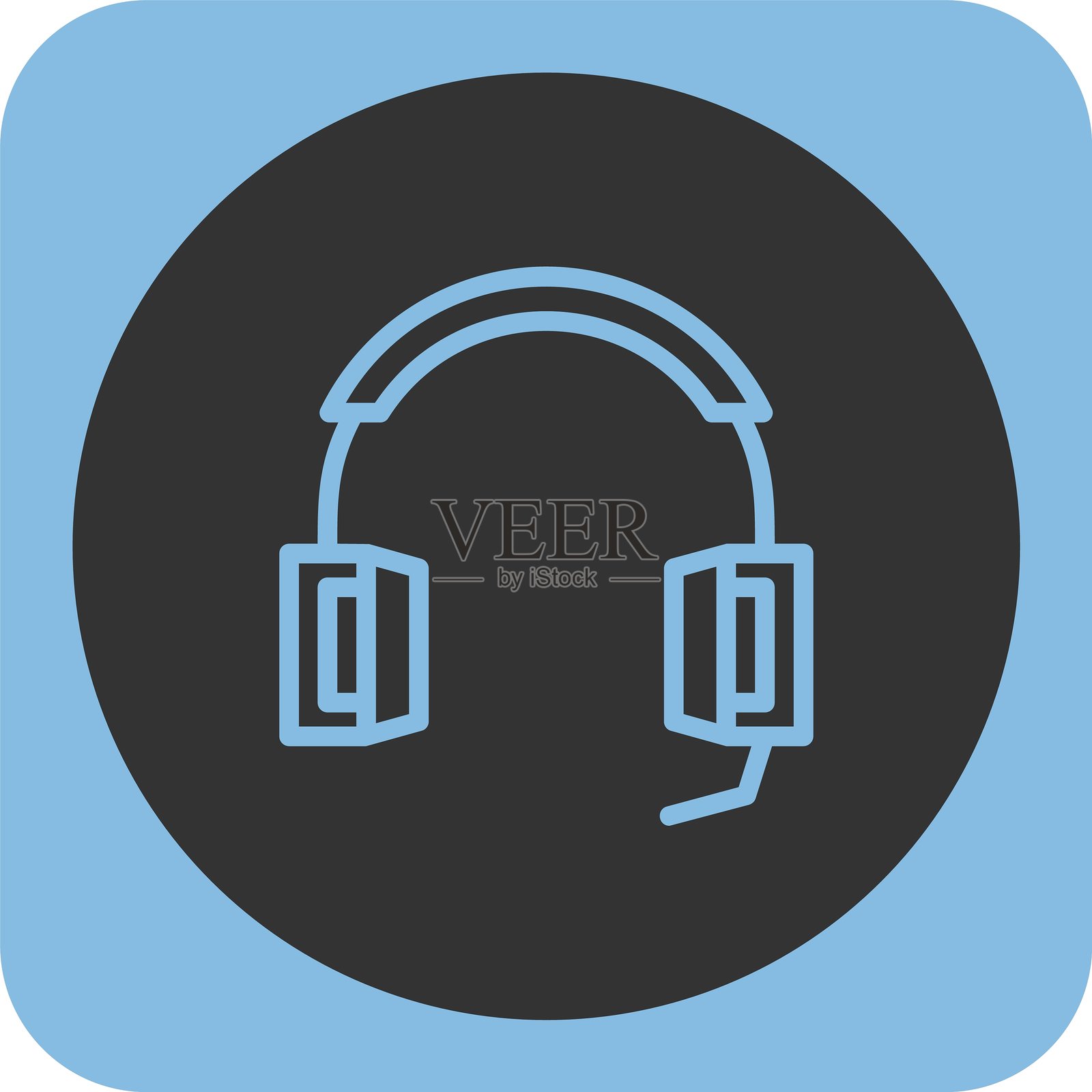 耳机线性圆形图标插画图片素材