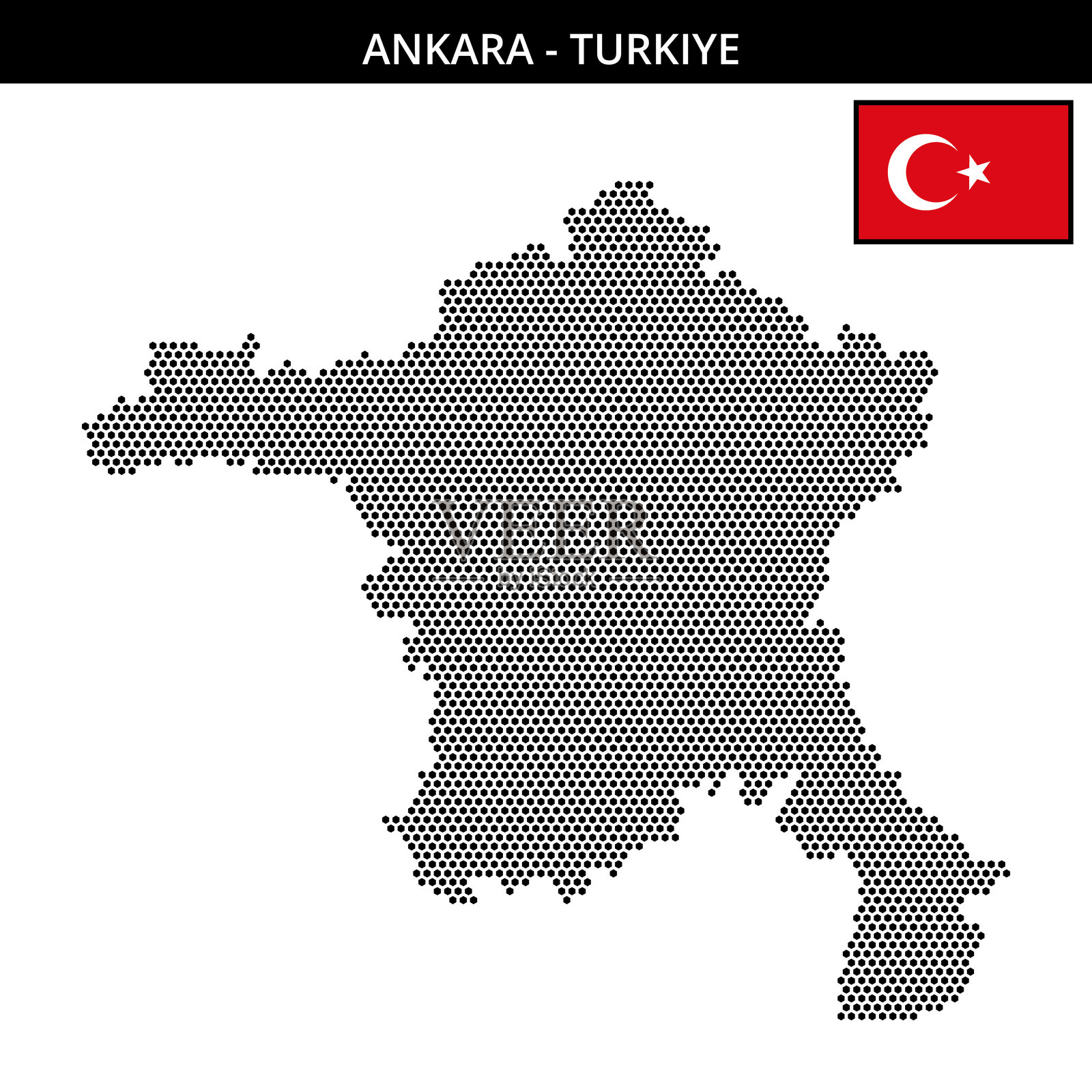土耳其安卡拉的小六边形点状地图插画图片素材