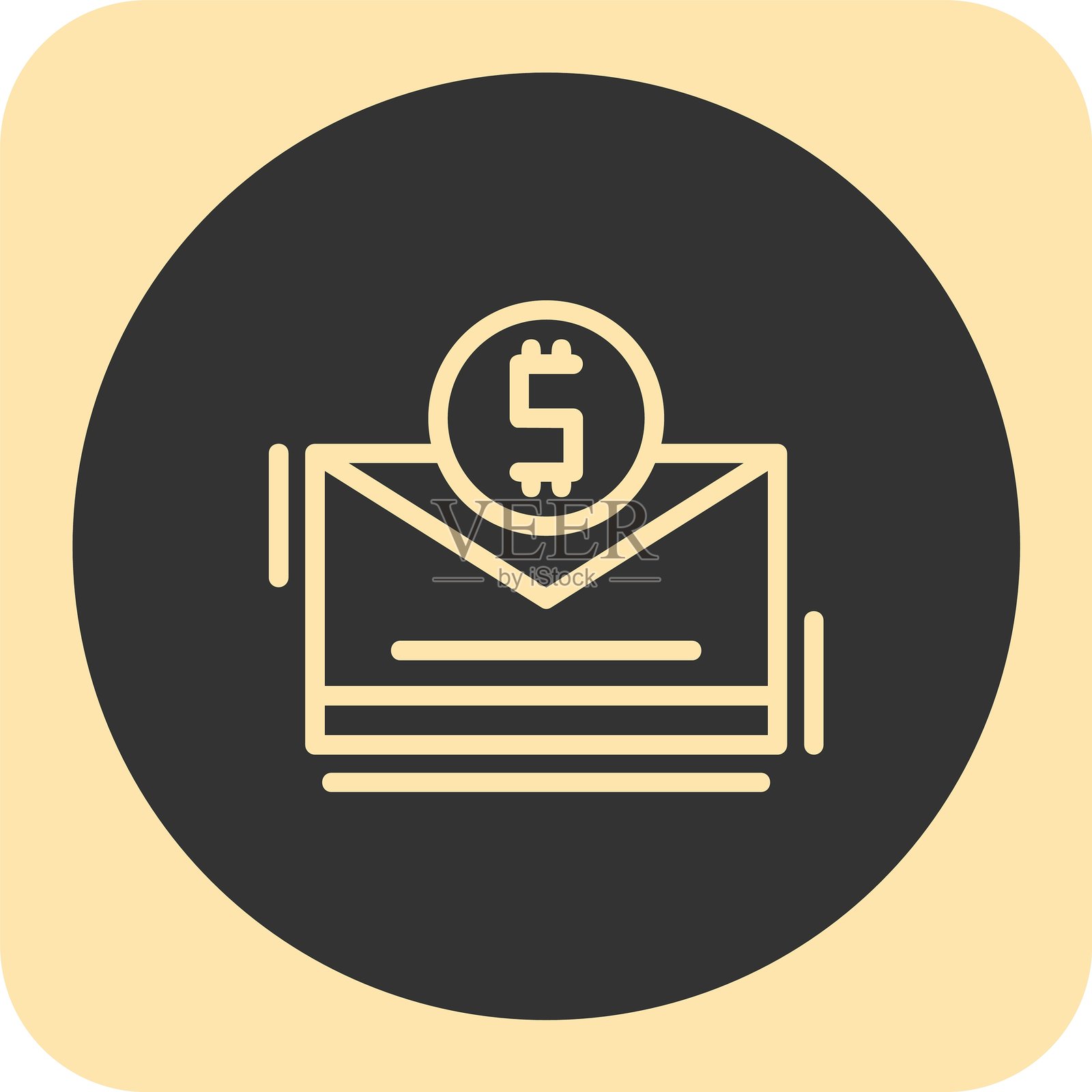 美元符号线性圆形图标插画图片素材