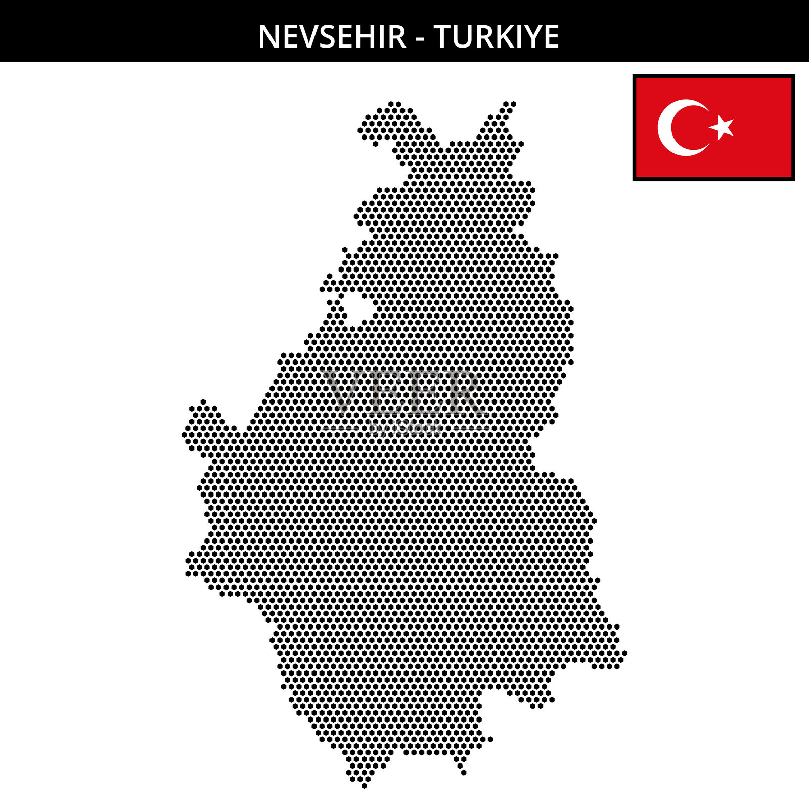 土耳其内夫谢希尔的小六边形点状地图插画图片素材