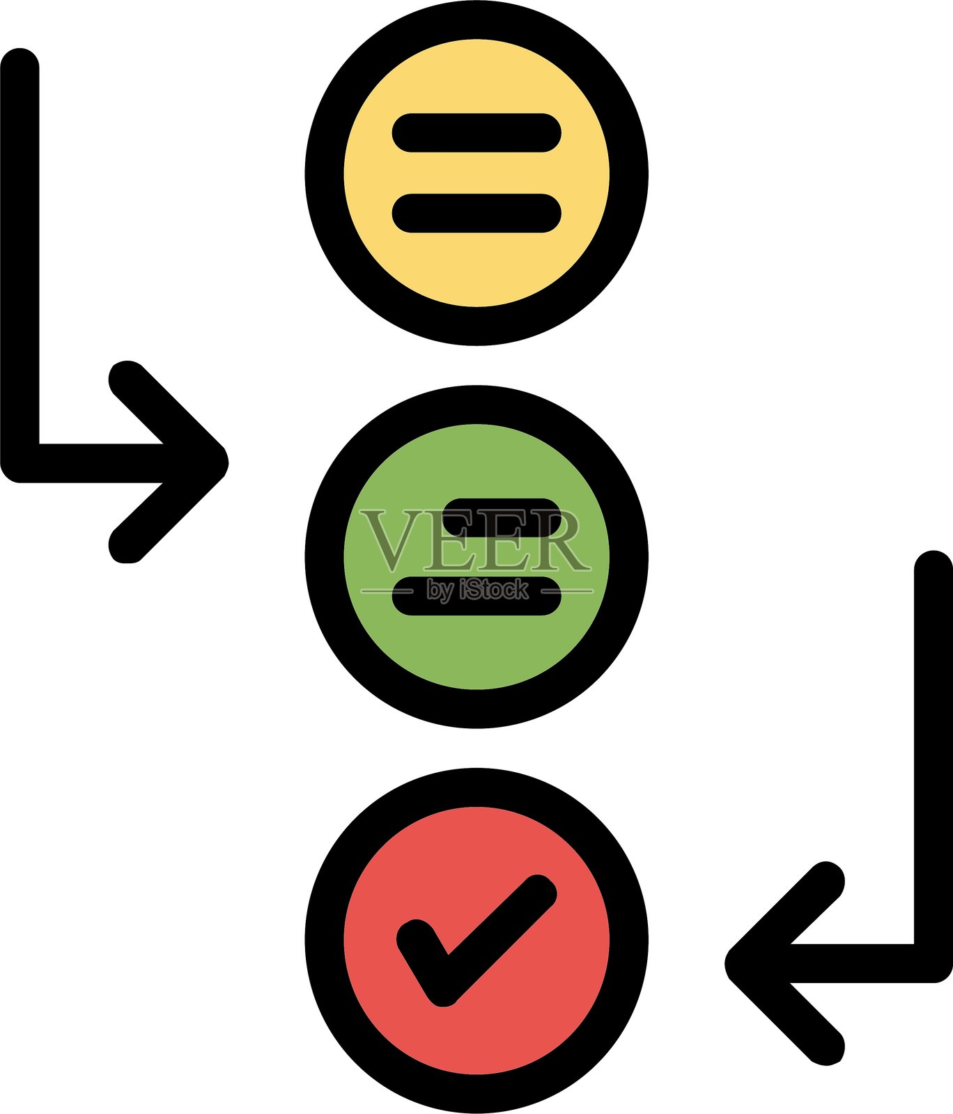 营销工作流程线条填充图标插画图片素材