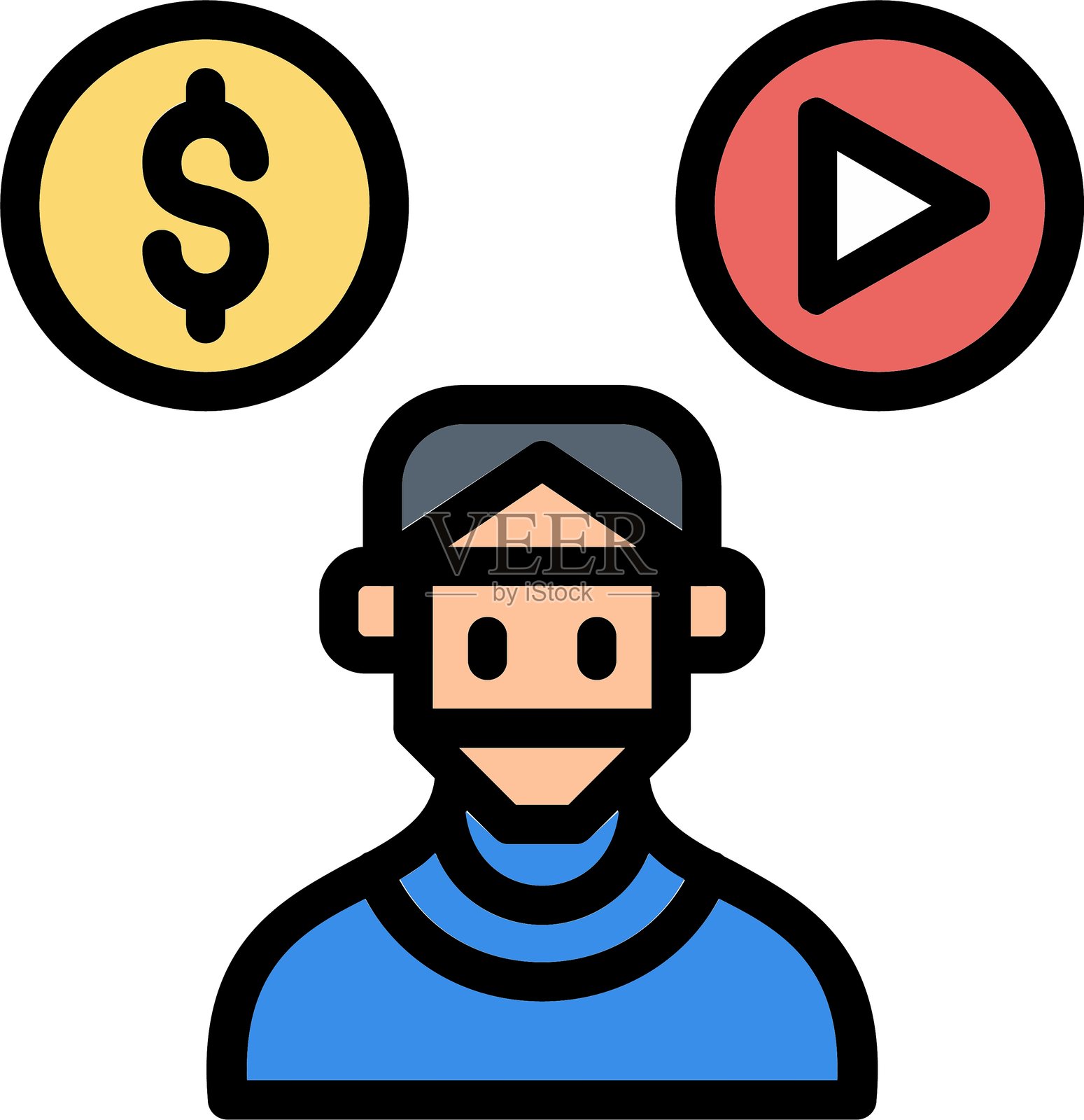 客户洞察线填充图标插画图片素材