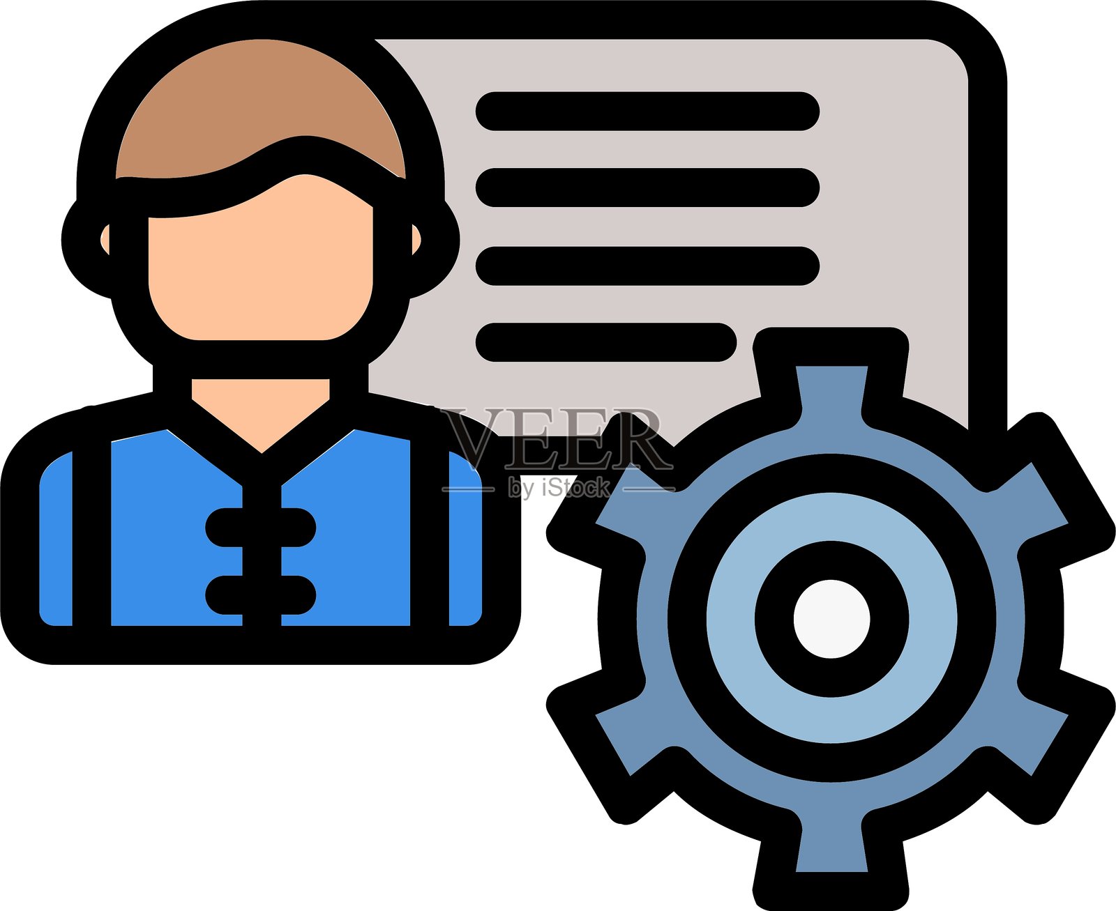 IT培训线条填充图标插画图片素材