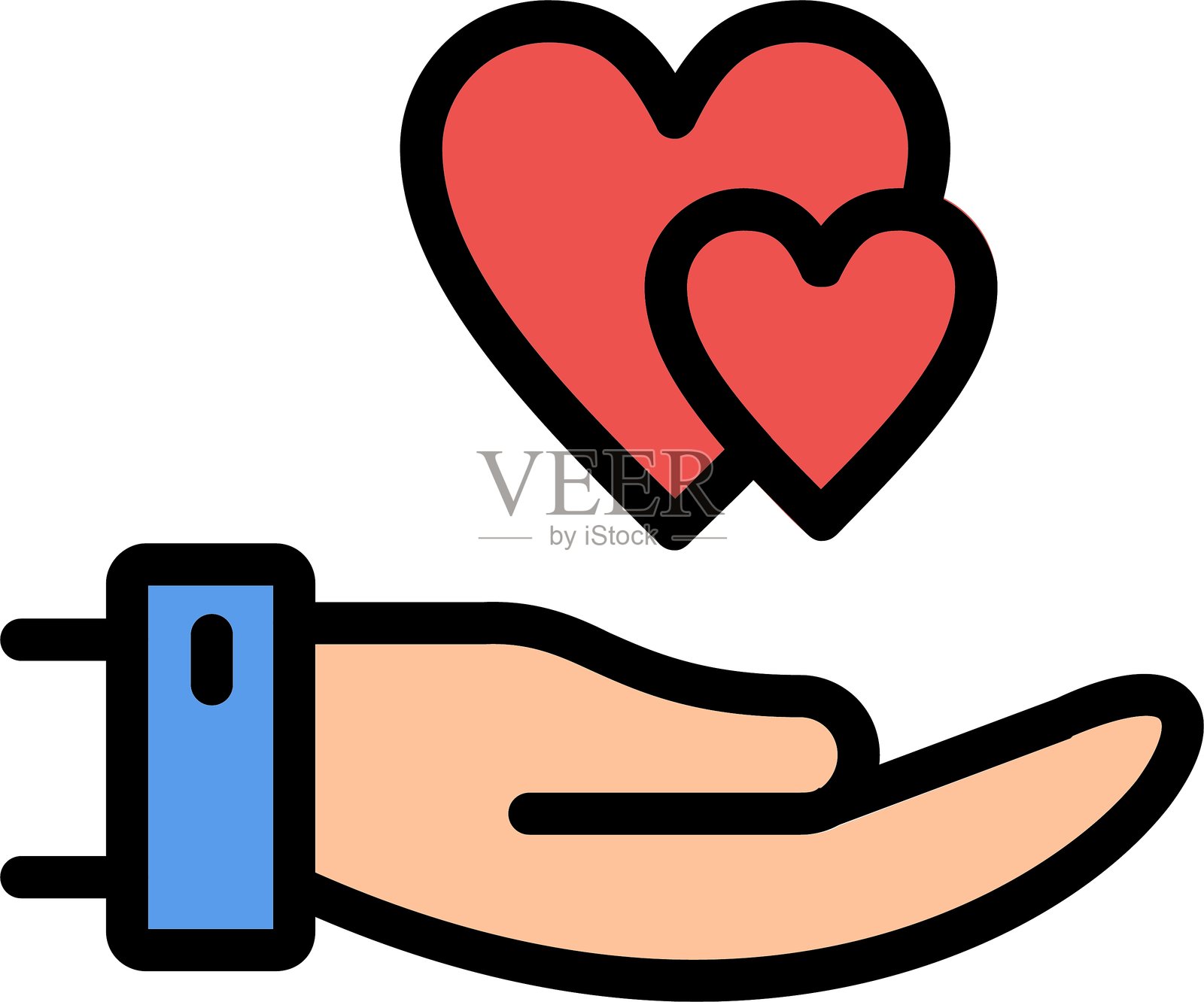 志愿者热线填充图标插画图片素材