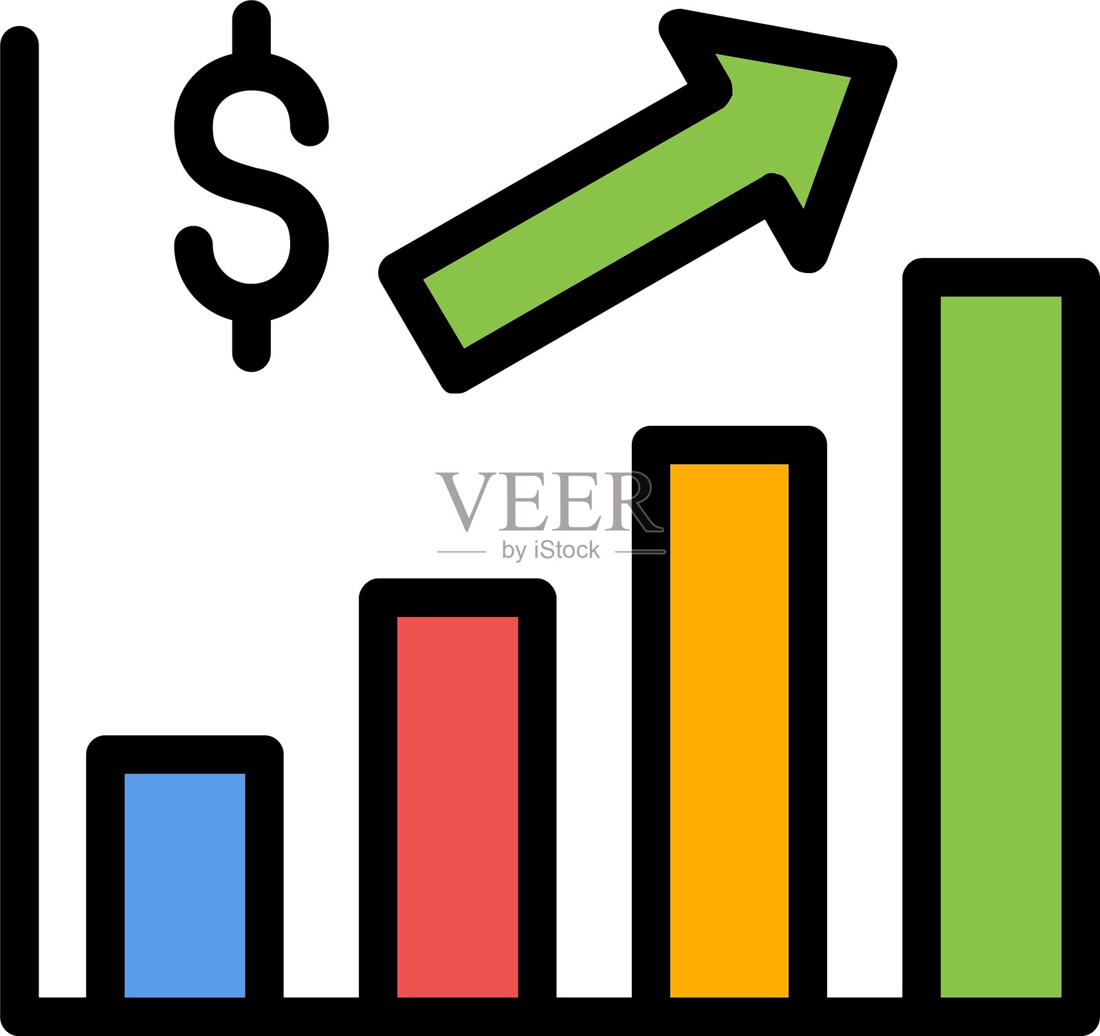 财务预测线填充图标插画图片素材