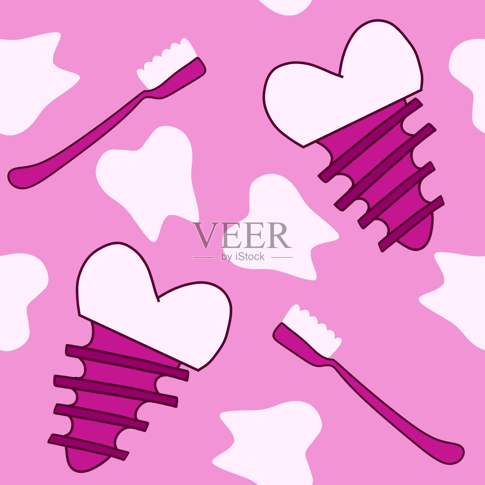 牙科医学无缝图案，适用于面料和纺织品插画图片素材