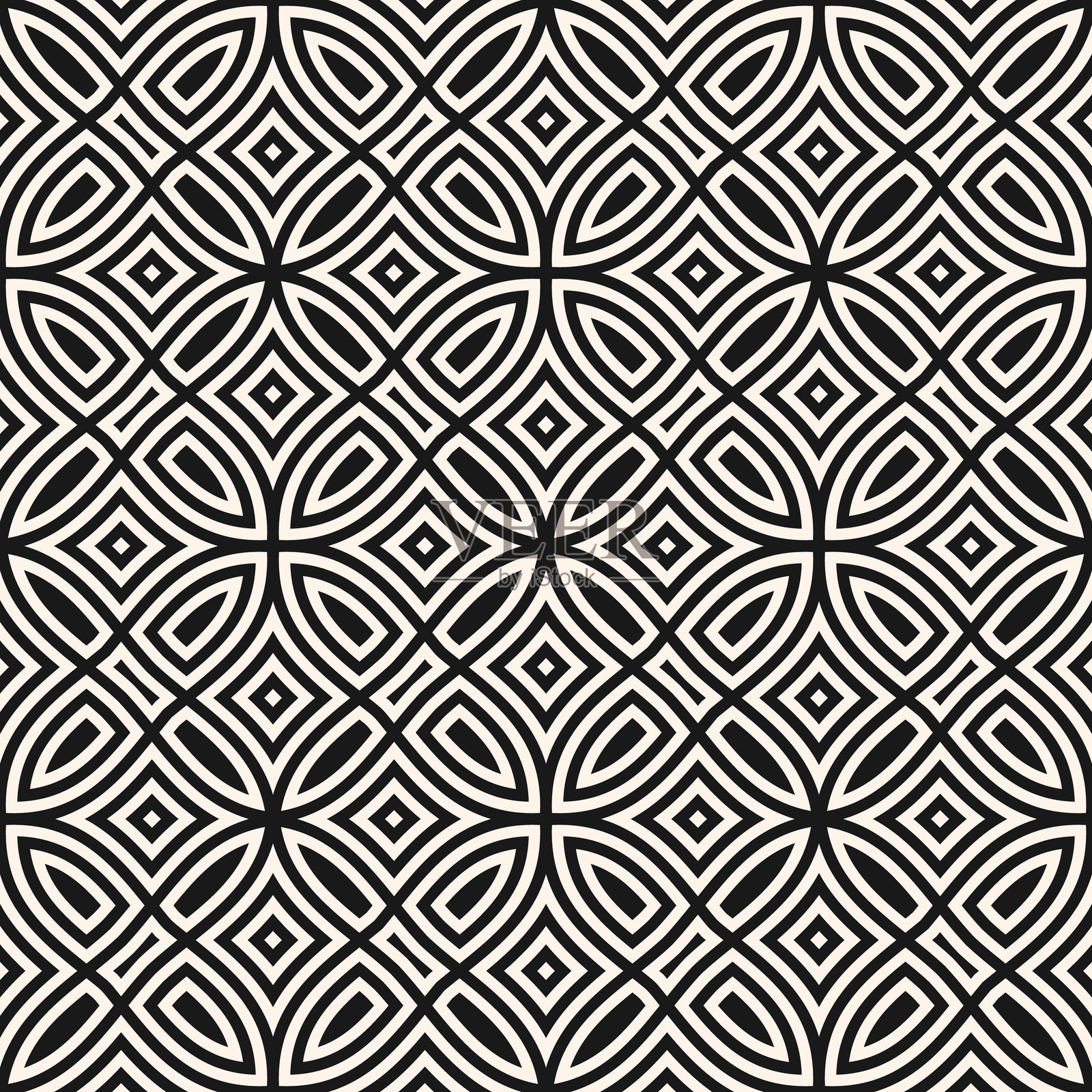 矢量几何无缝图案。抽象黑白线条插画图片素材