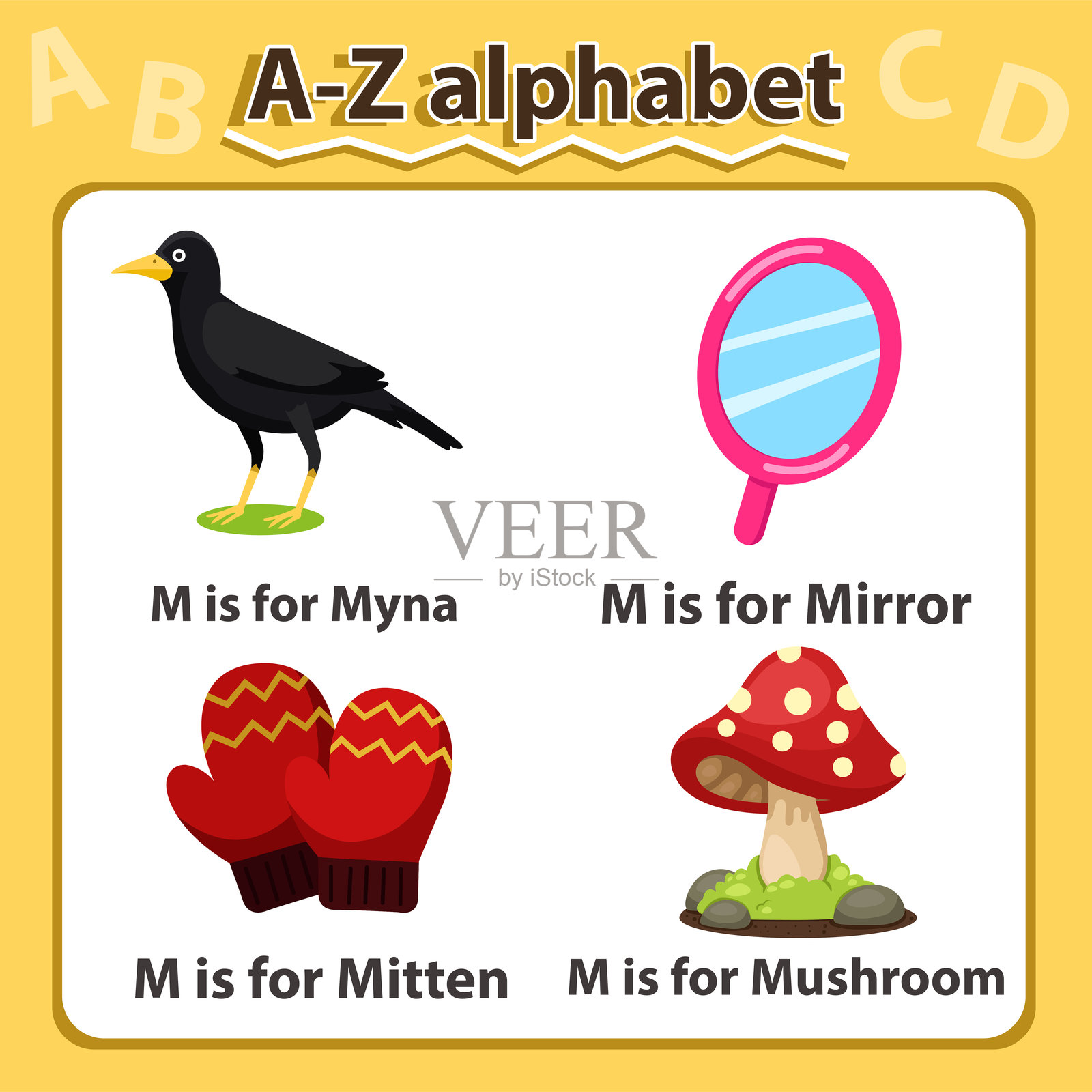 字母M的A-Z字母插图插画图片素材