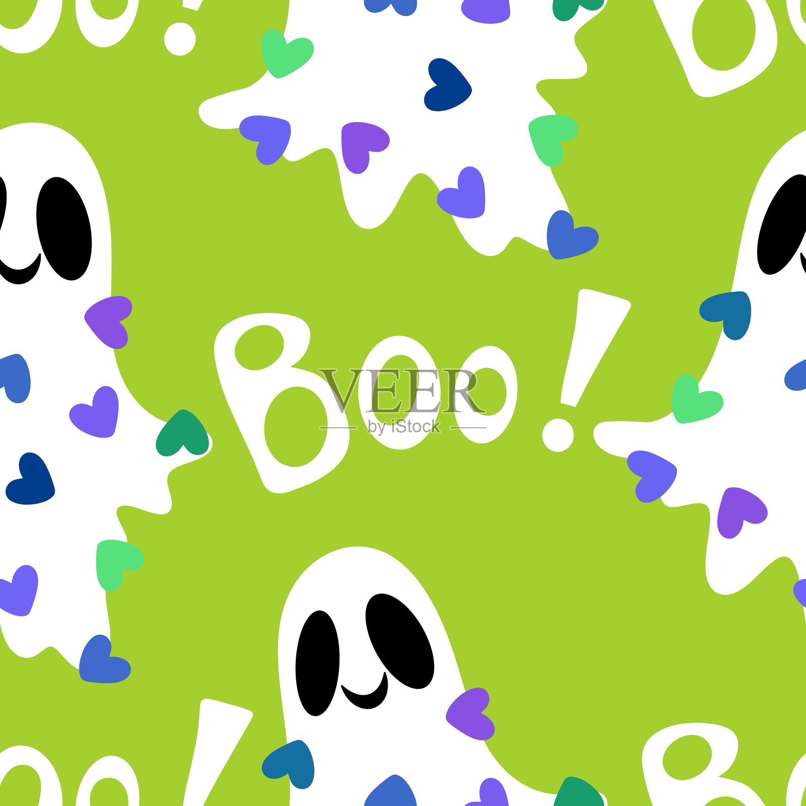 万圣节鬼魂无缝图案，适用于面料、纺织品和包装插画图片素材