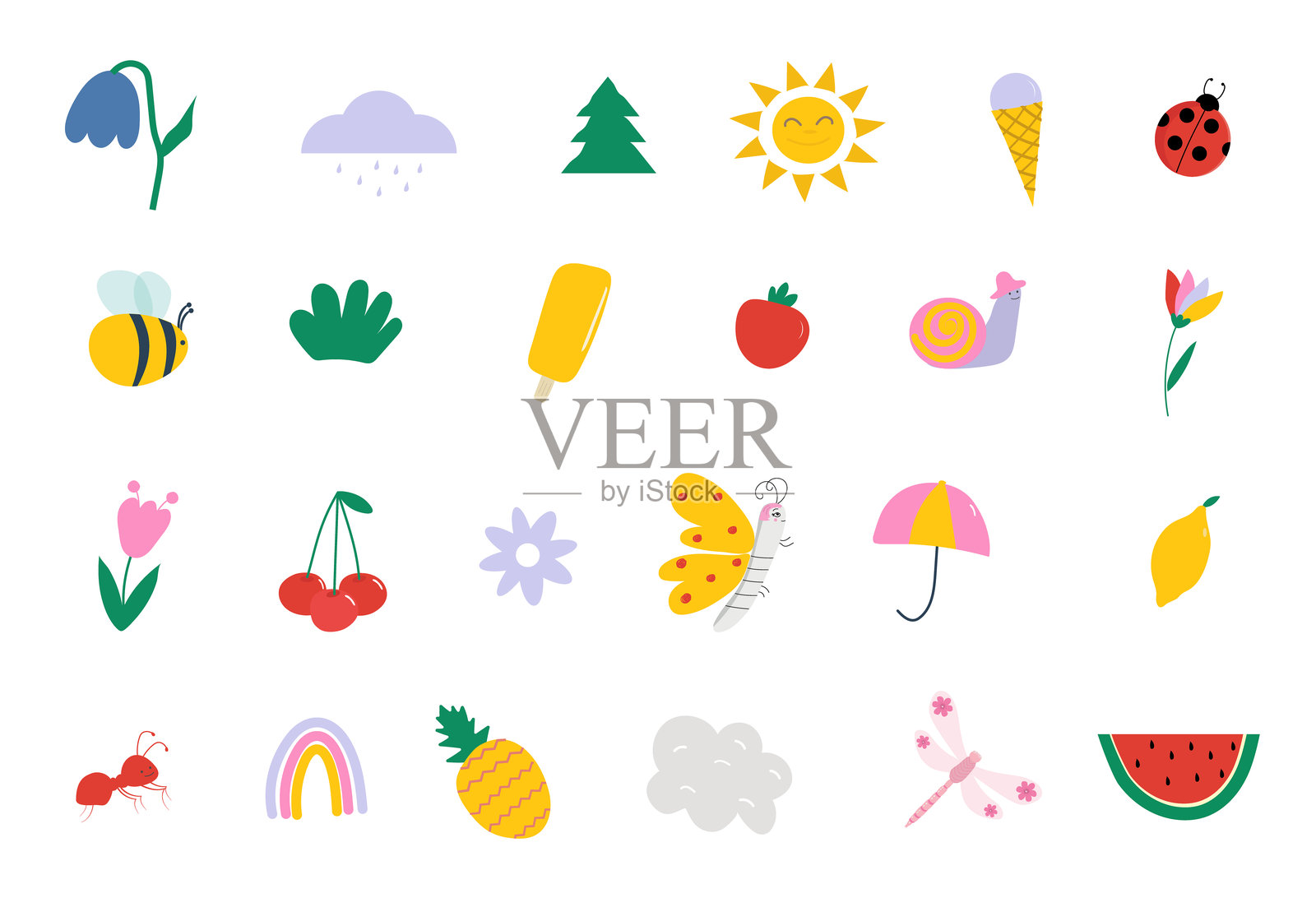 可爱的儿童夏季插图。矢量插图插画图片素材