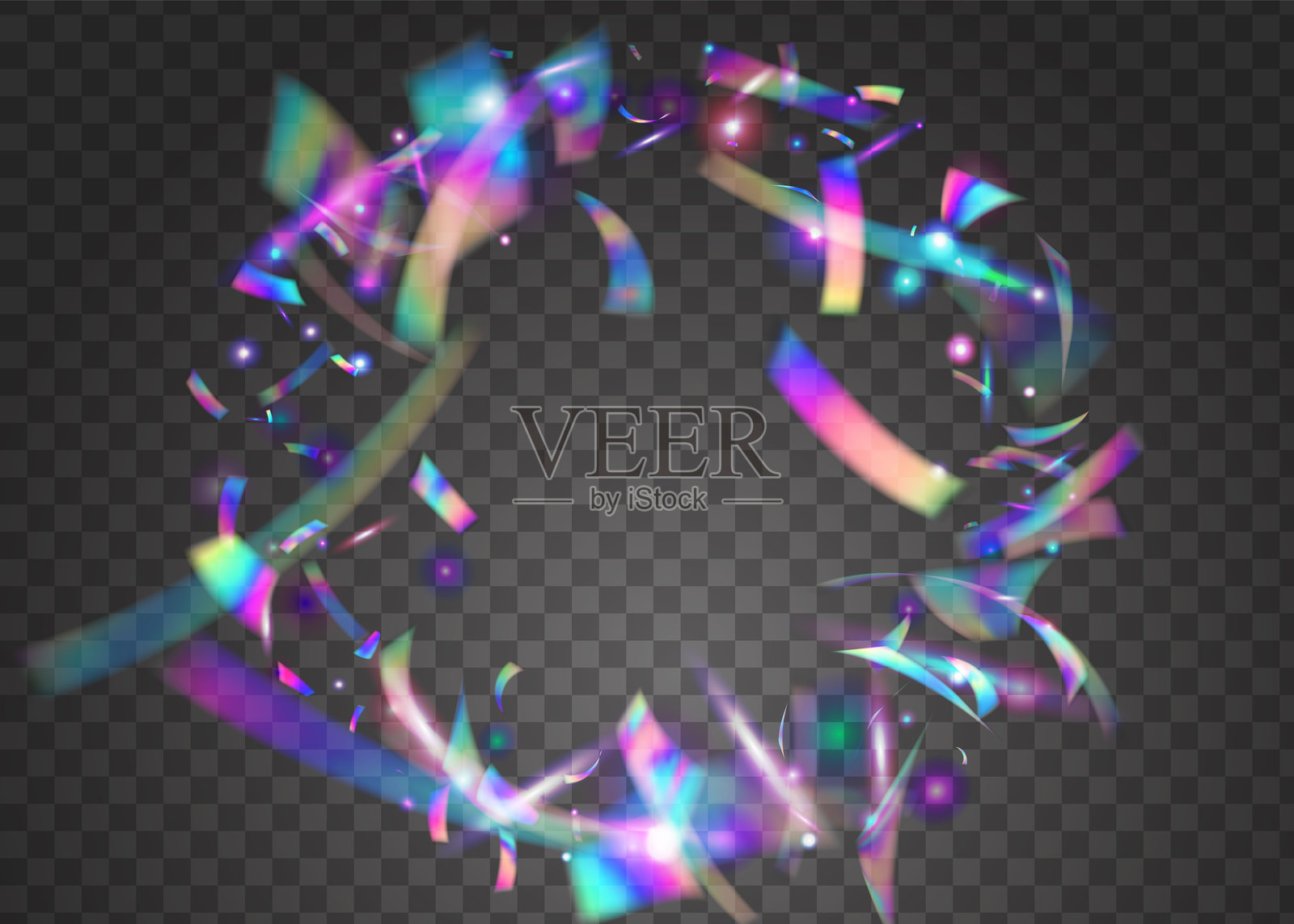 狂欢节背景。霓虹色彩纸屑。彩虹横幅。复古纹理。快乐的彩虹蛇形。下落的设计。粉色激光丝带。3D爆发。紫色狂欢节背景。插画图片素材