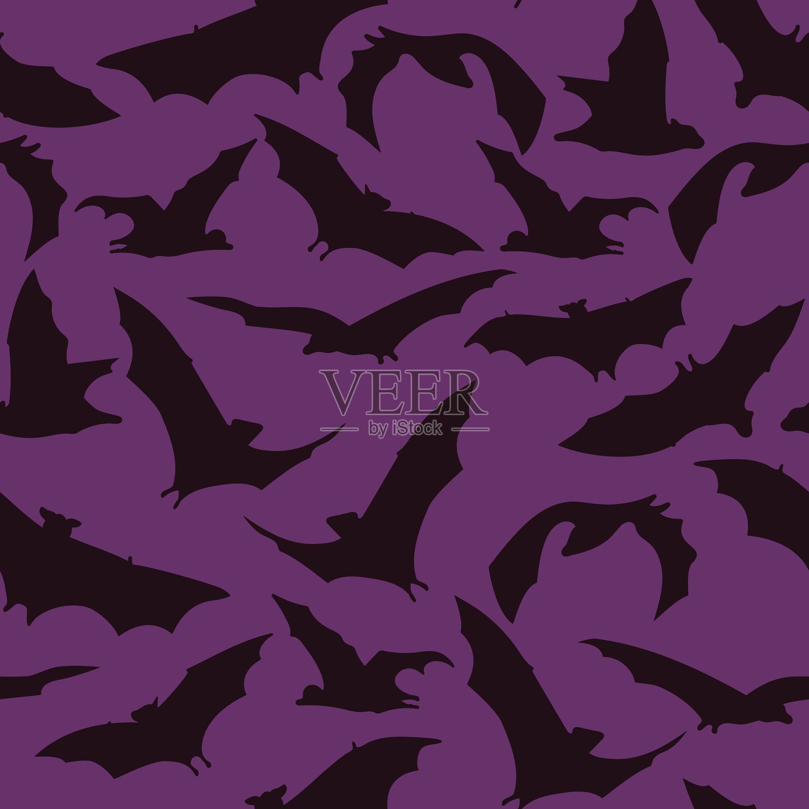 蝙蝠轮廓的无缝矢量图案插画图片素材