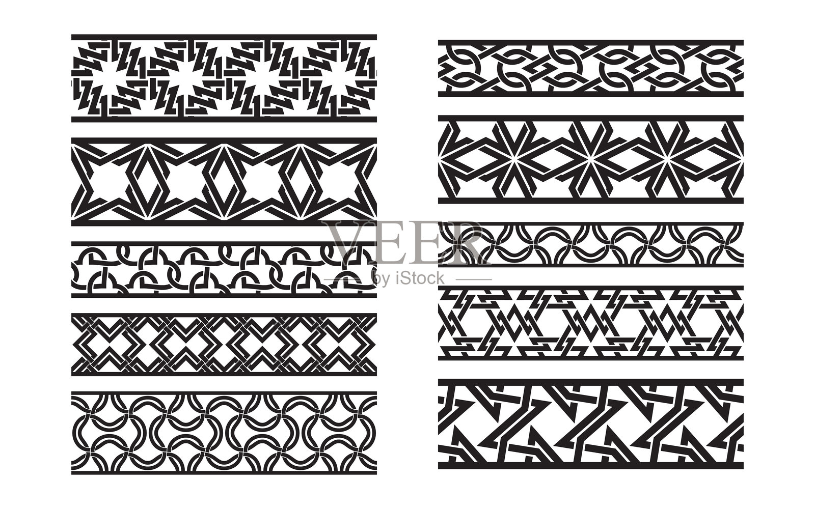 优雅的边框框架套装，带有流动线条图案插画图片素材