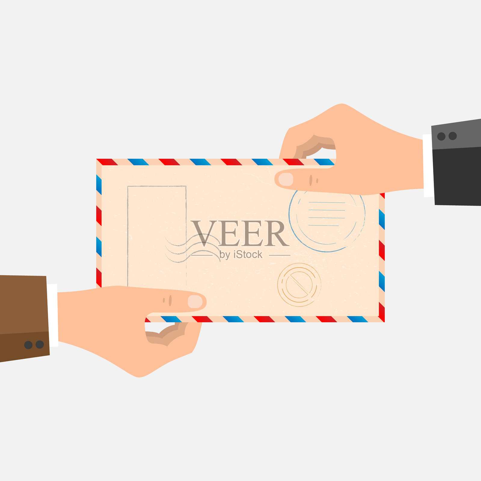 手拿着一个信封，里面是来自智能手机的未读消息通知。电子邮件安全保护，防御网络攻击的安全系统，垃圾邮件。扁平化矢量插图插画图片素材