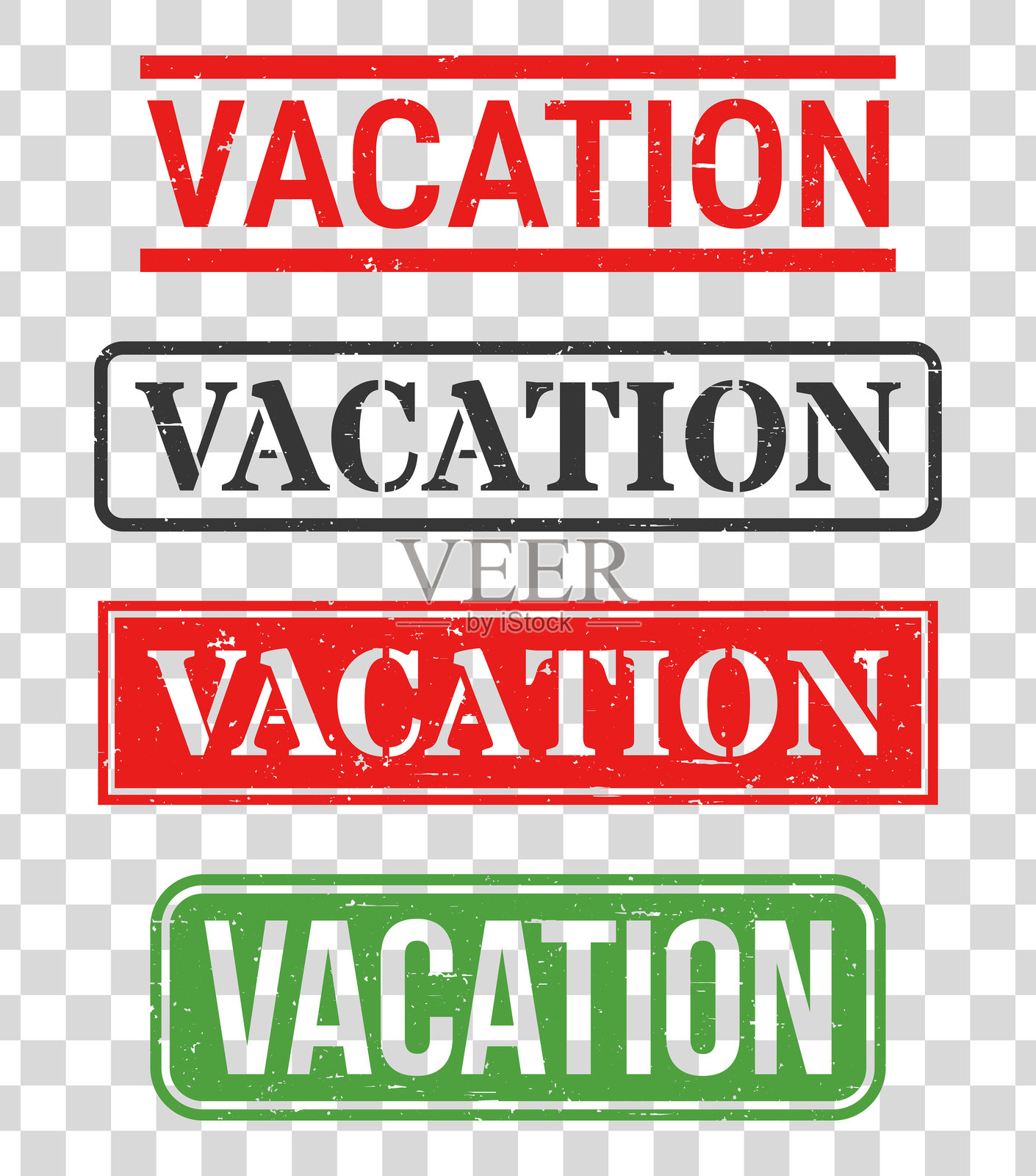 假期 - 橡皮图章套装在空白背景上插画图片素材