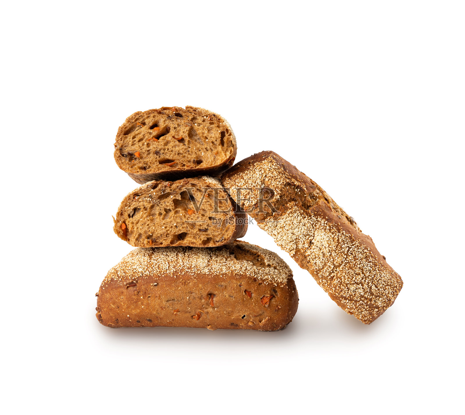 全麦棕色面包，健身南瓜胡萝卜种子面包，谷物面包照片摄影图片