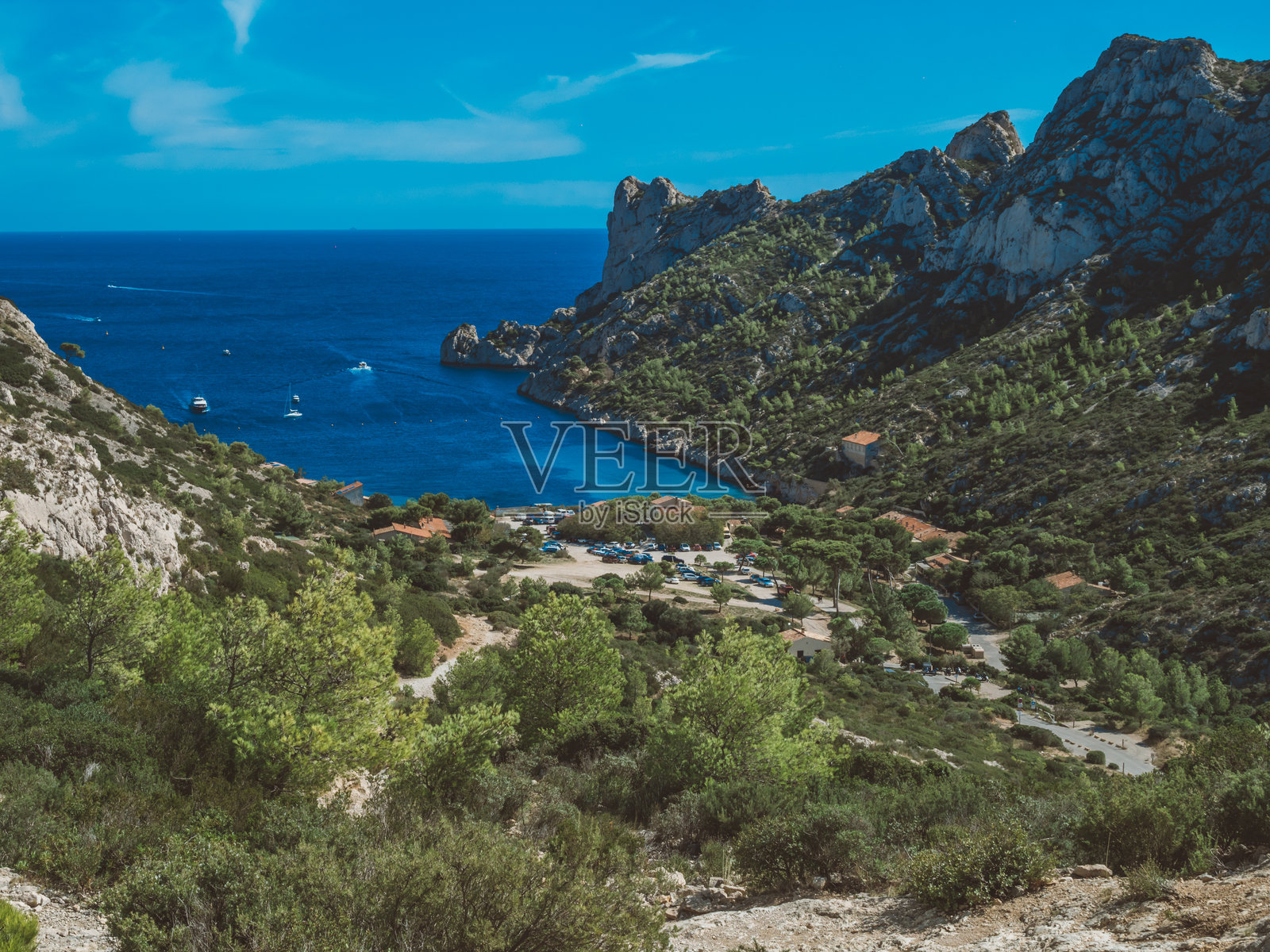 马赛卡朗克的悬崖顶视角照片摄影图片