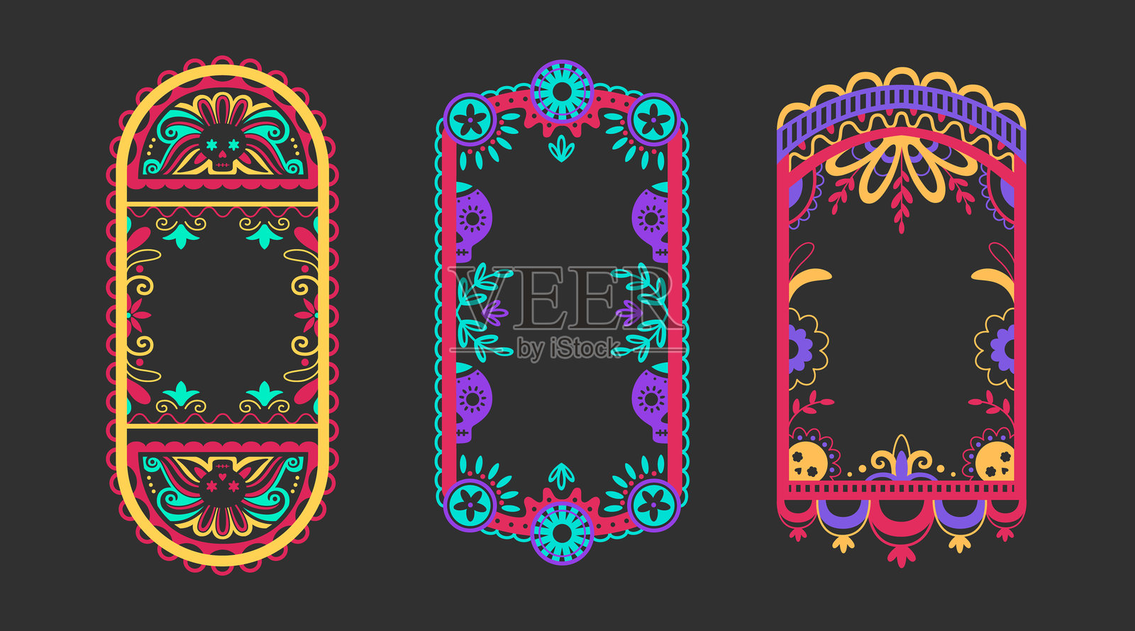 充满活力的墨西哥装饰边框插画图片素材