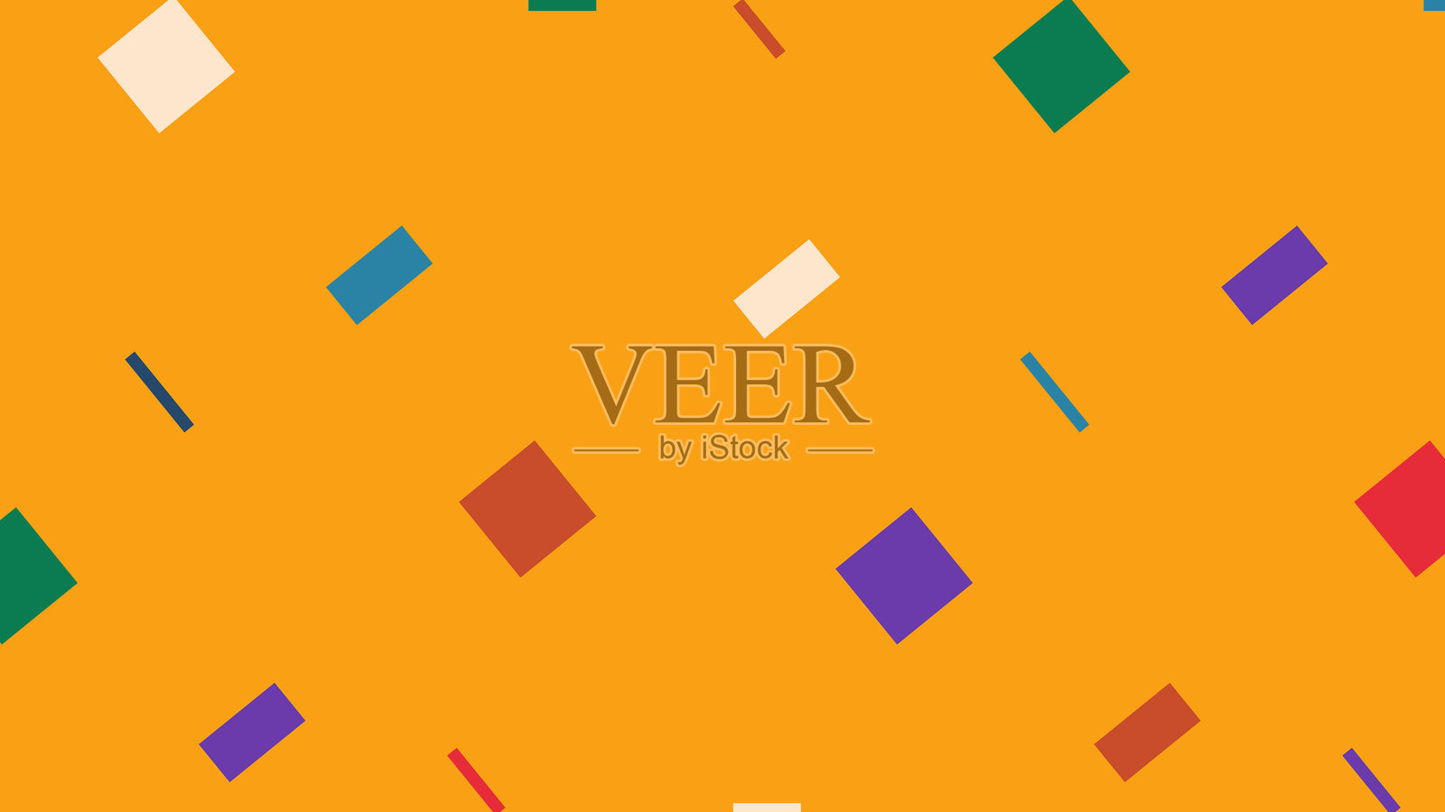 橙色背景上的多彩旋转形状插画图片素材