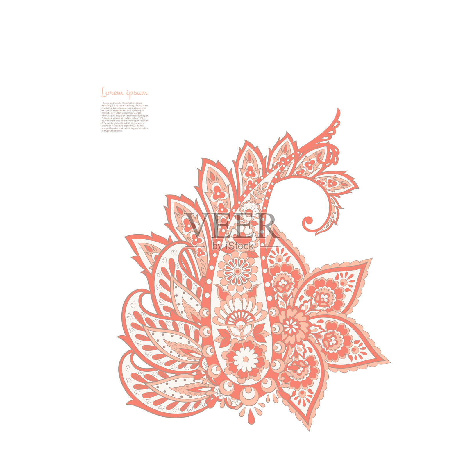 孤立的矢量佩斯利图案，采用印度花卉风格插画图片素材