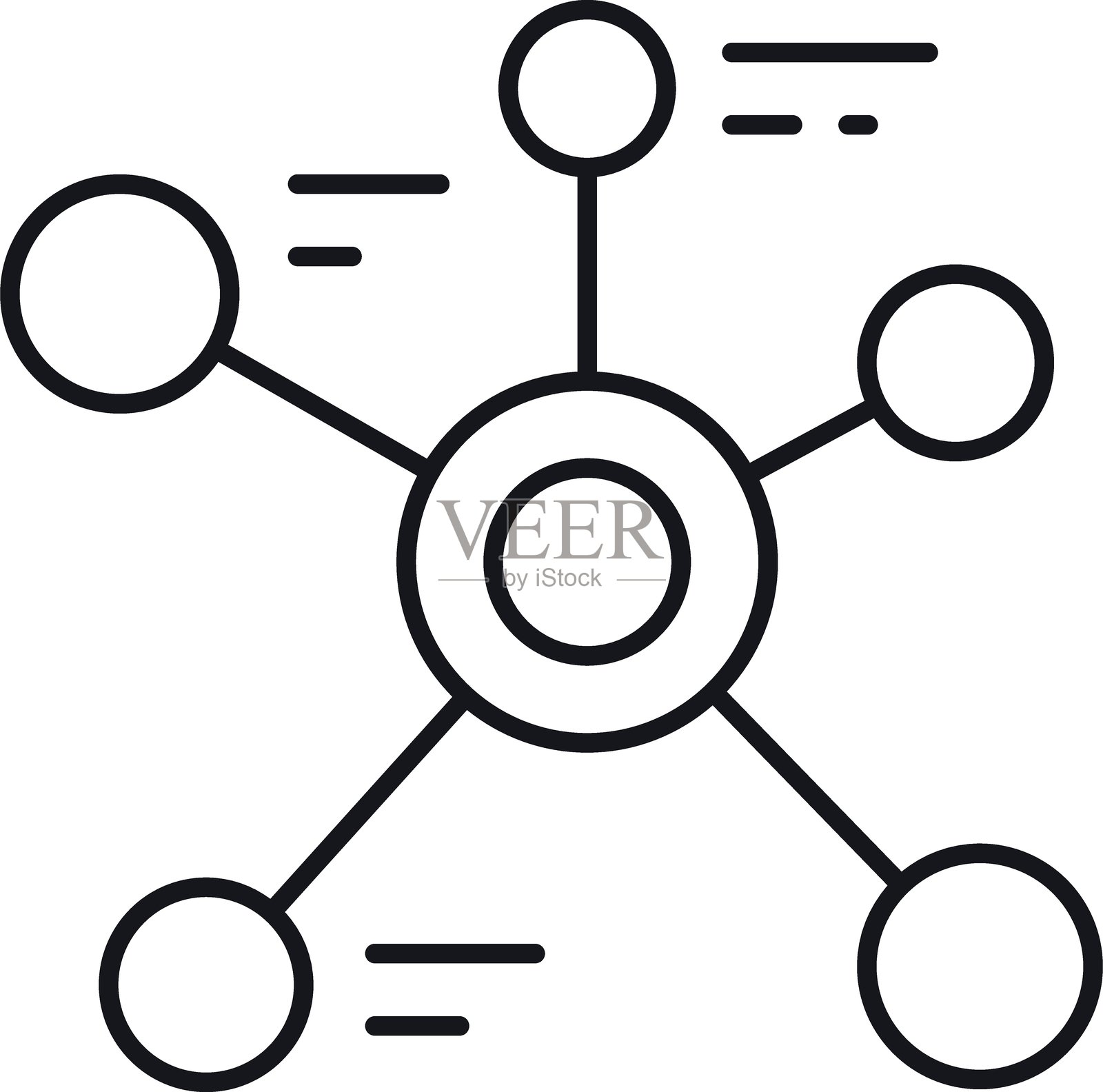 抽象网络图，具有相互连接的节点和线条，采用细线风格。插画图片素材