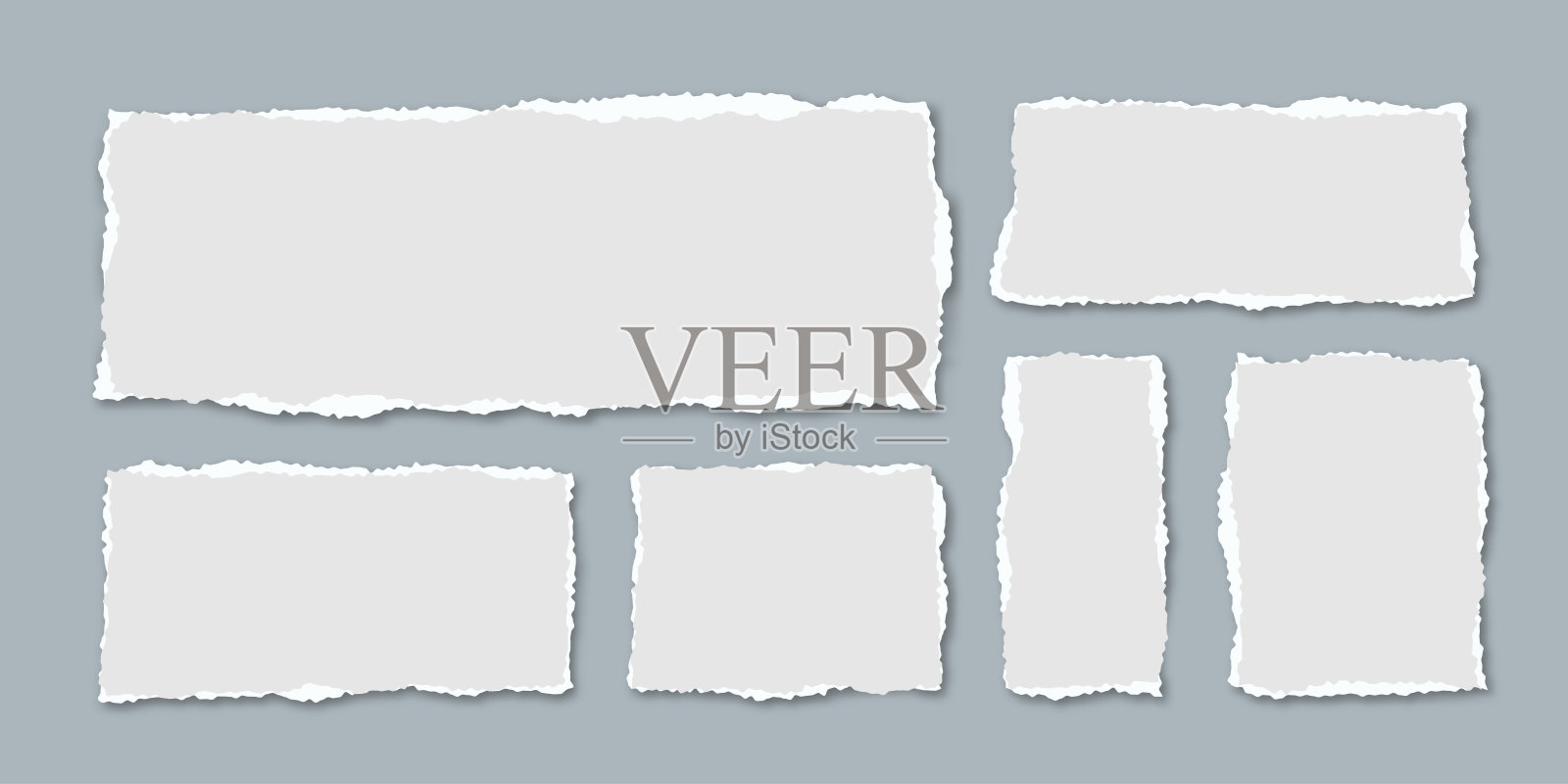 白色和灰色撕裂纸张套装插画图片素材