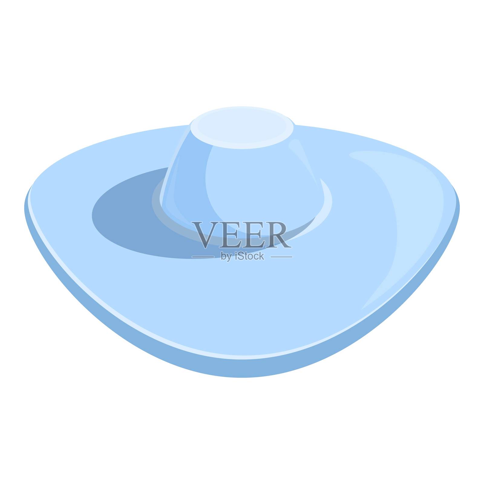 浅蓝色宽边夏季帽子，防晒效果佳插画图片素材