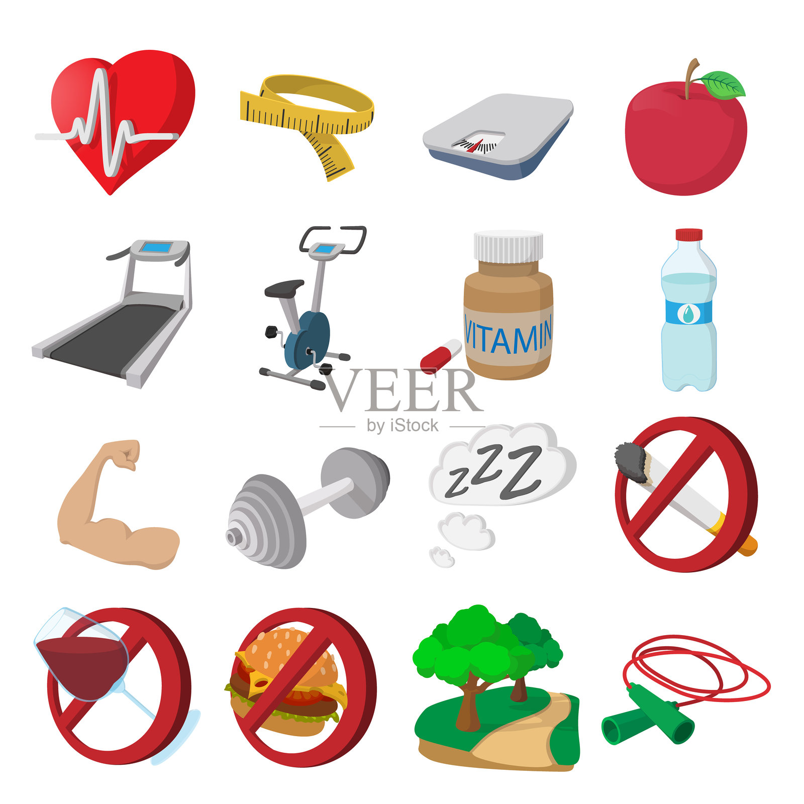 健康生活方式卡通图标插画图片素材