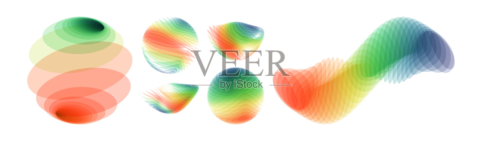 球体。具有动态效果的抽象数字波浪。由各种重叠元素构成的3D矢量插图。适用于横幅、招贴、海报或传单。插画图片素材