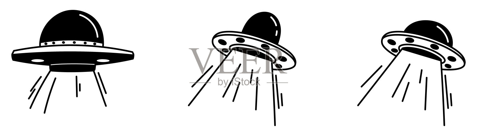 外星人飞碟涂鸦手绘图标插画图片素材