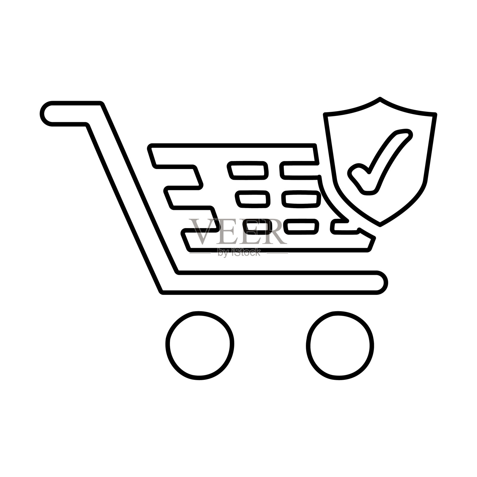 在线购物保护图标插画图片素材