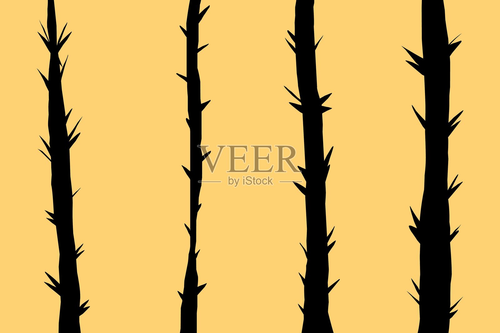 带刺的树枝剪影插画图片素材