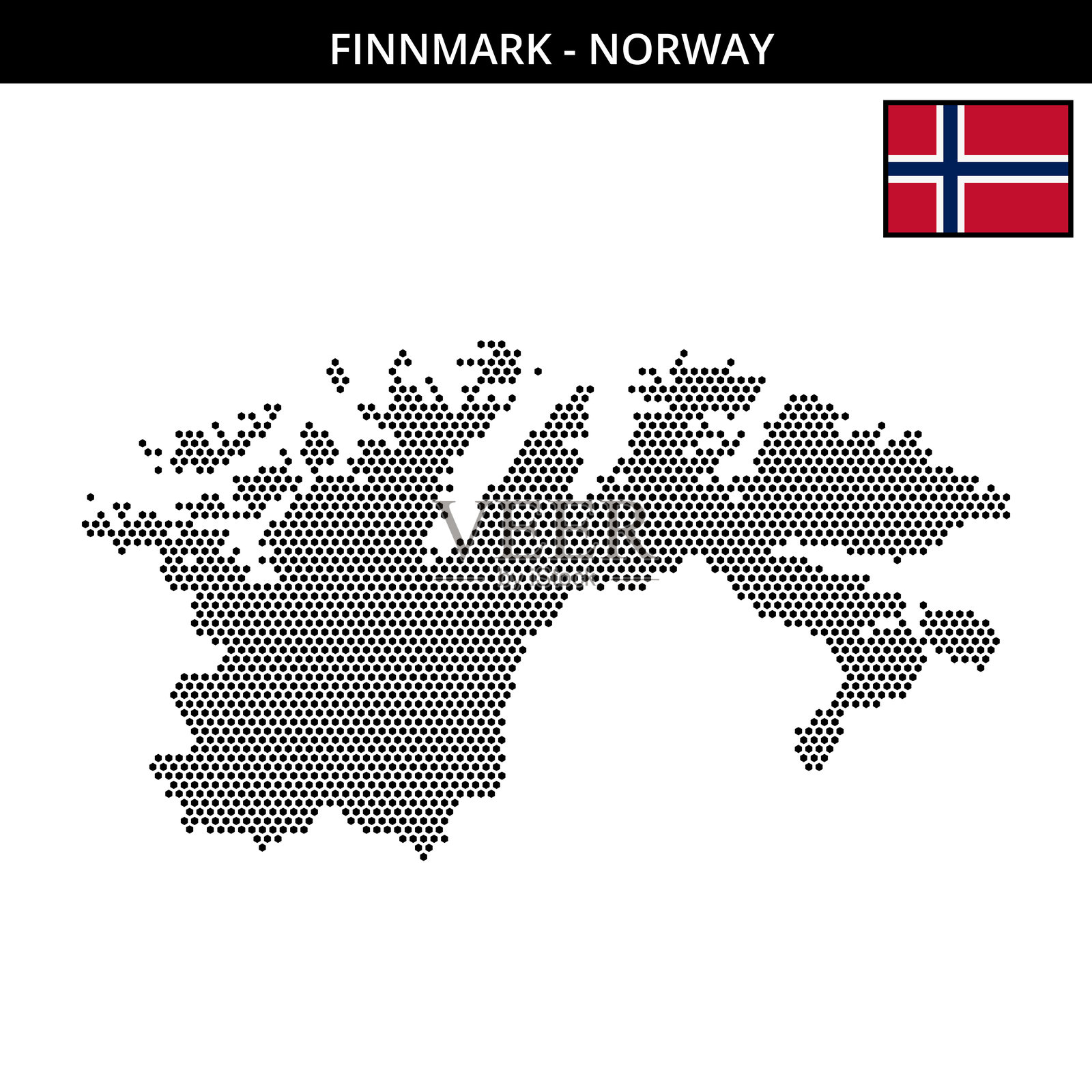 挪威芬马克的小六边形点状地图插画图片素材
