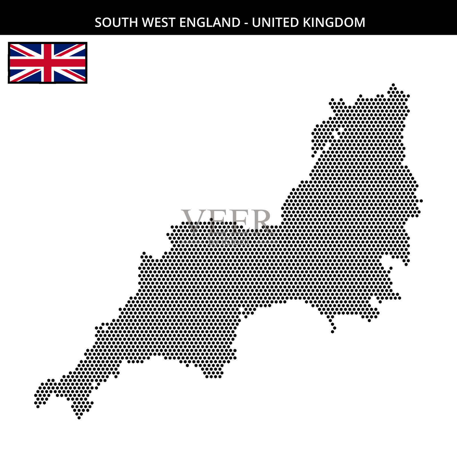 英国西南部的小六边形点状地图插画图片素材