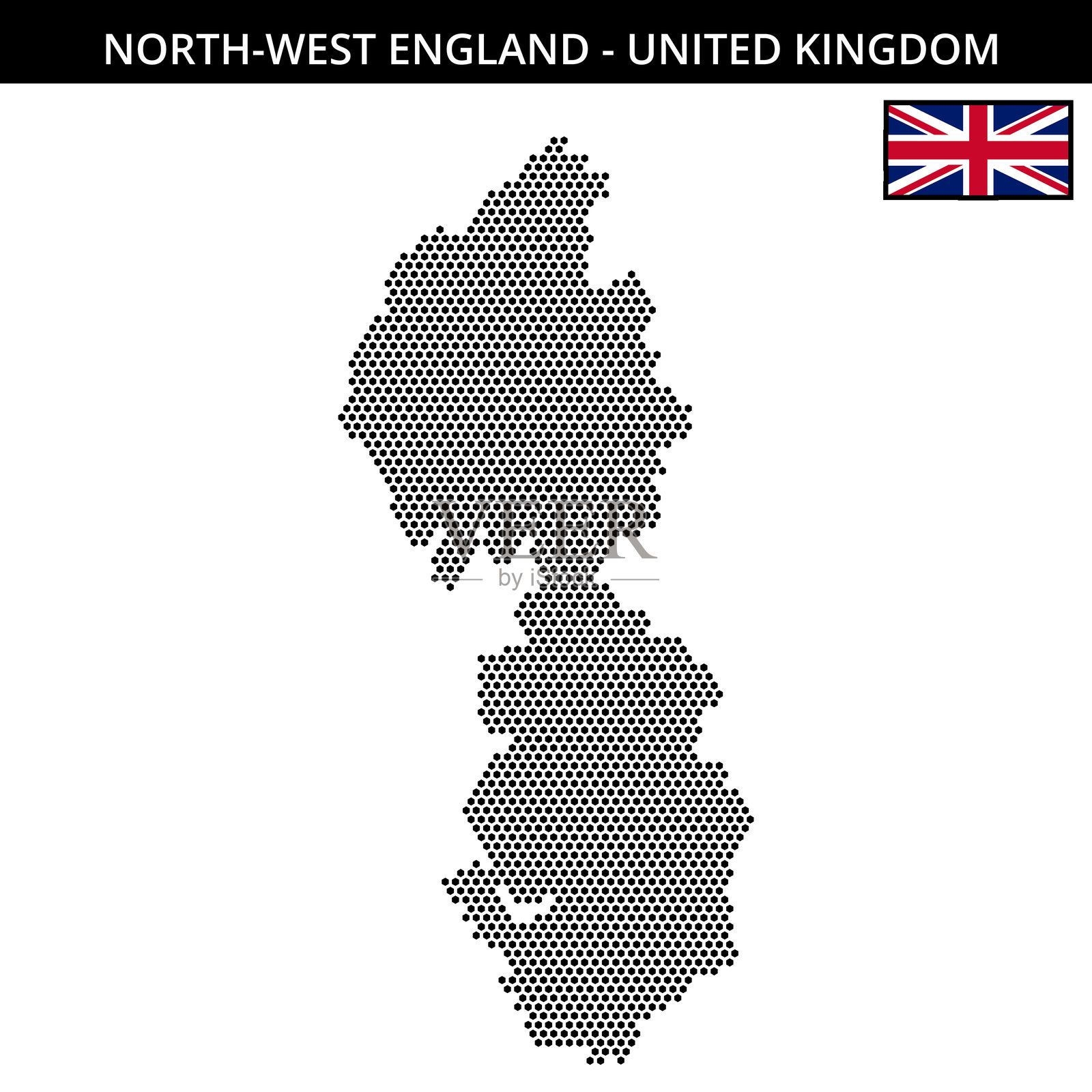 英国西北部的小六边形点状地图插画图片素材
